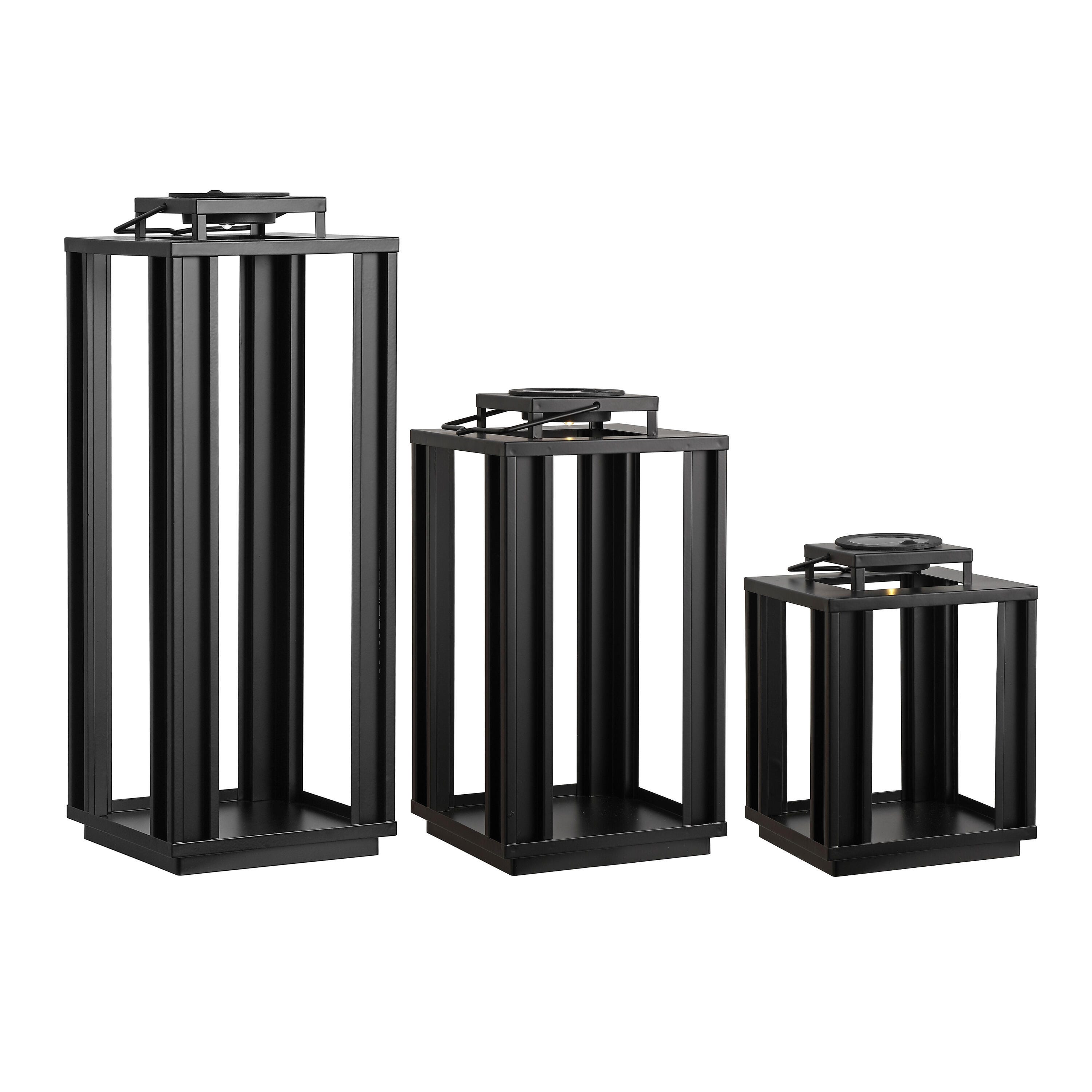 JONATHAN Y Leland 3-Piece Lantern, Black, large