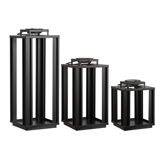 JONATHAN Y Leland 3-Piece Lantern, Black
