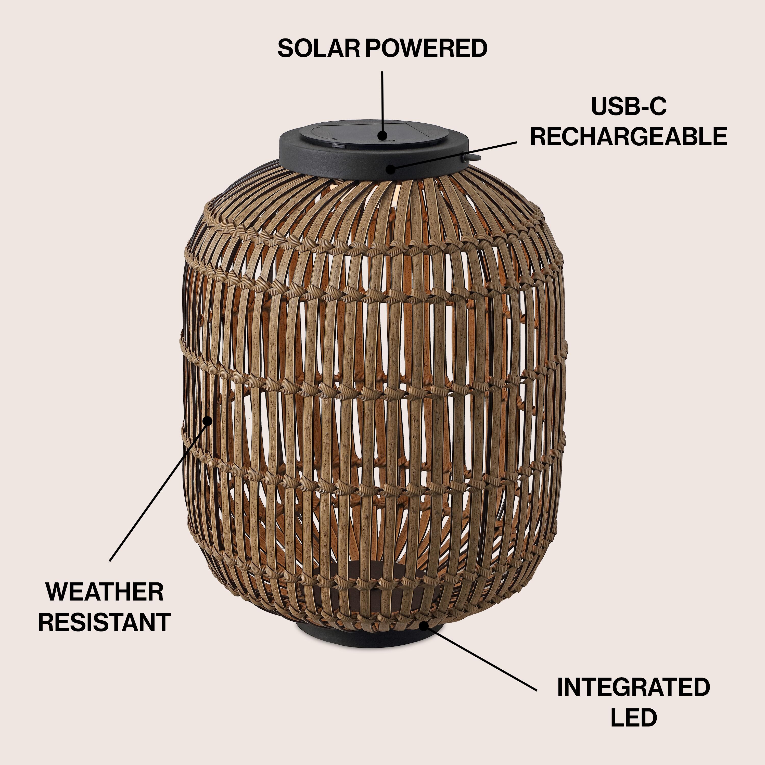 JONATHAN Y Nara Lantern, Light Brown/Black, large