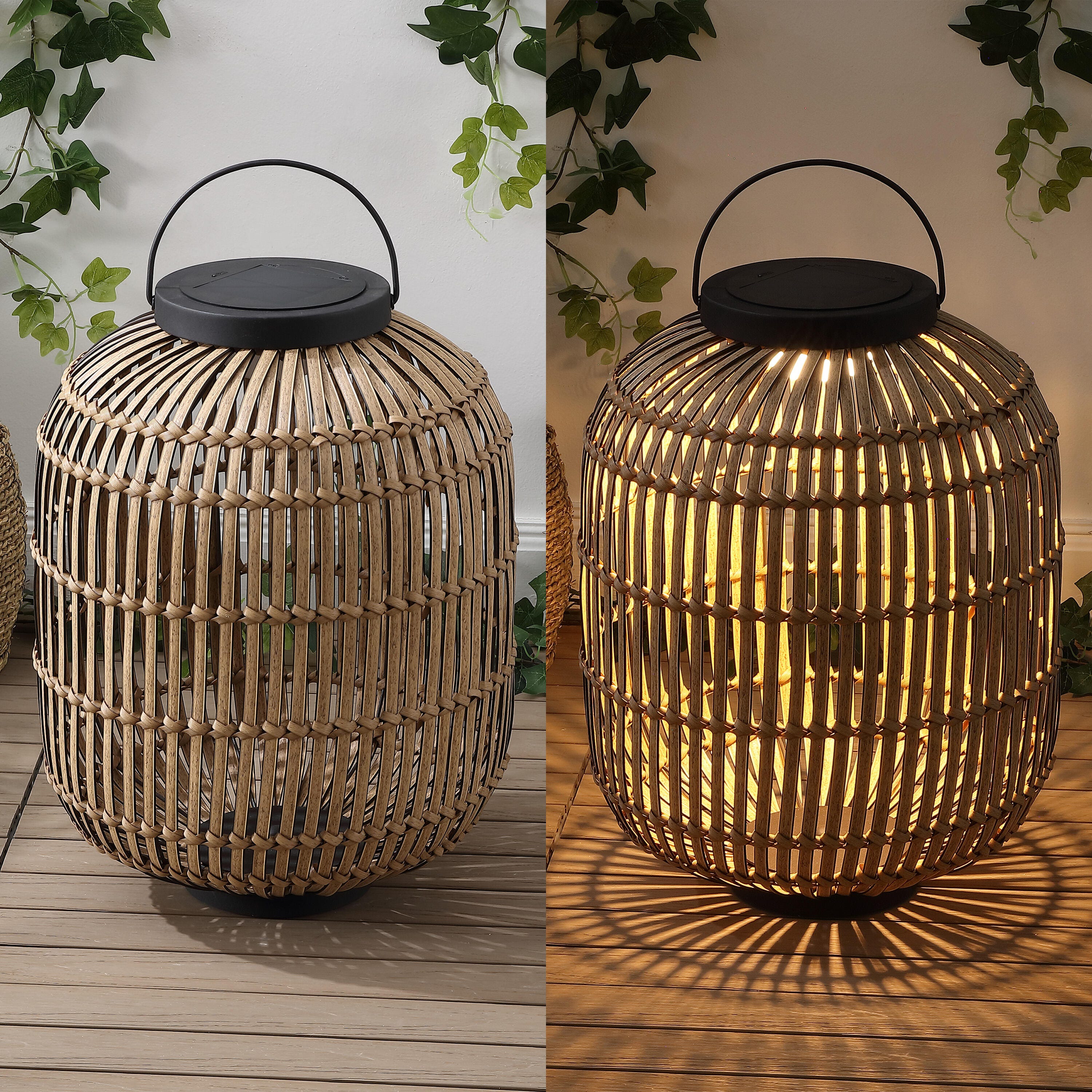 JONATHAN Y Nara Lantern, Light Brown/Black, large