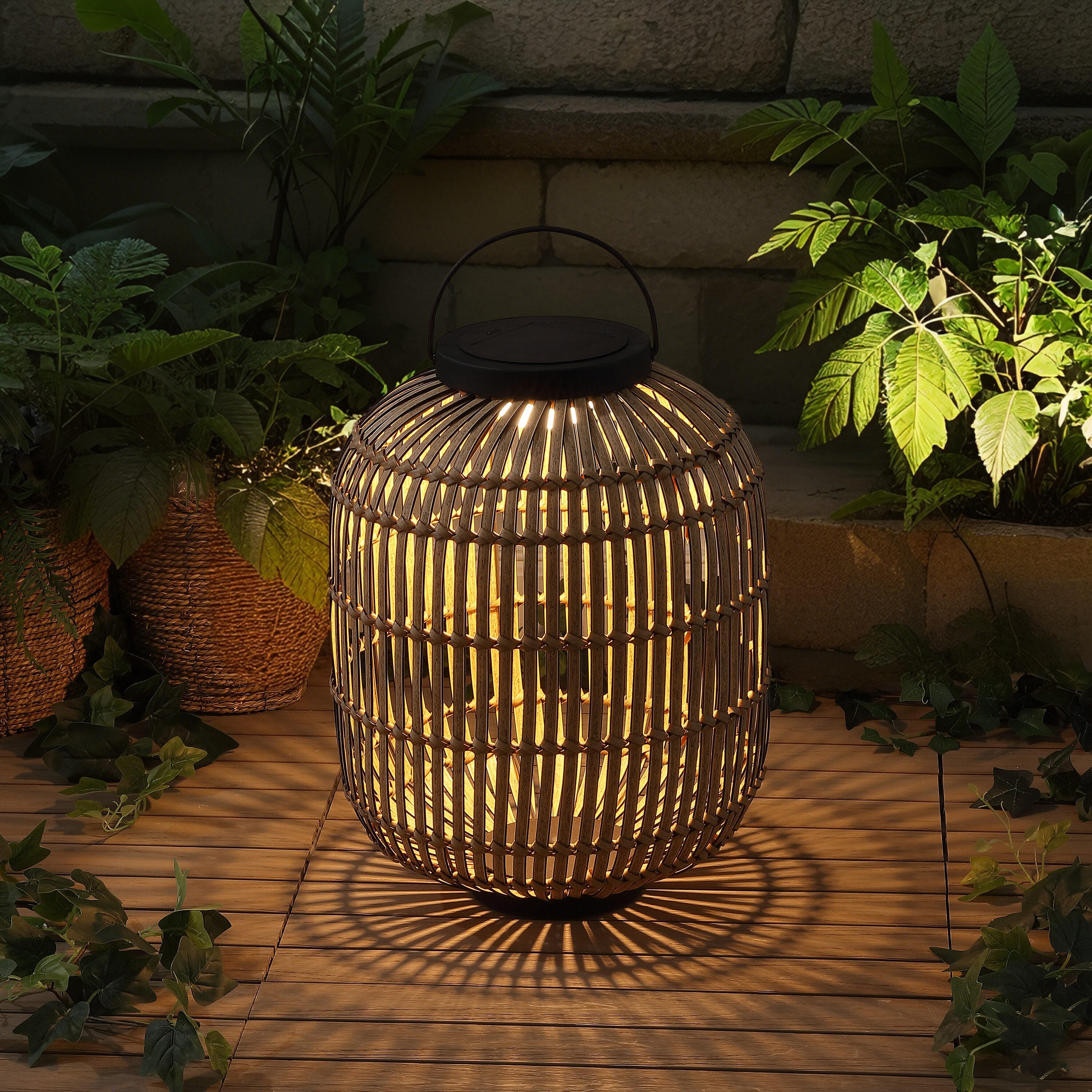 JONATHAN Y Nara Lantern, Dark Brown/Black, large