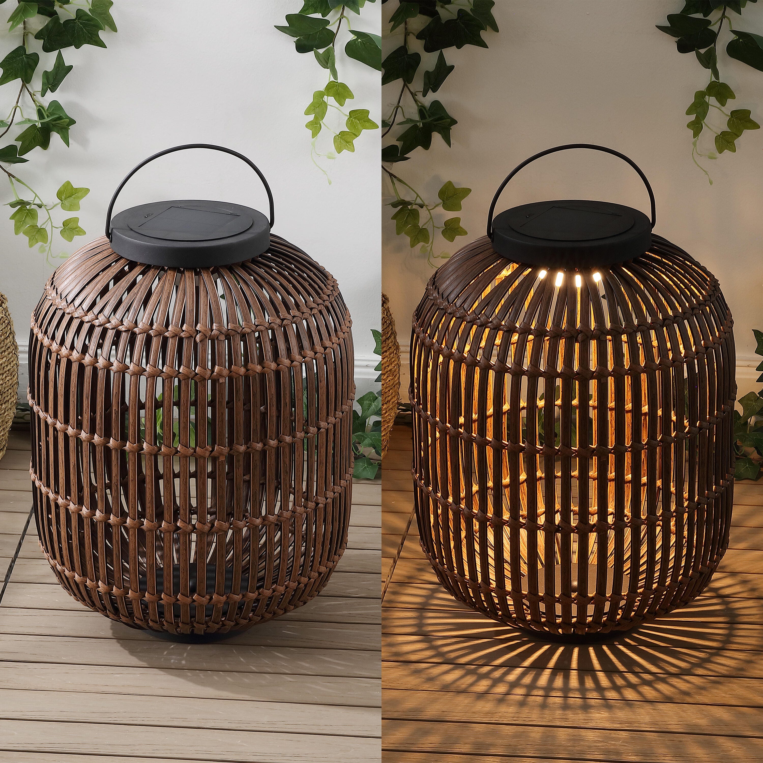 JONATHAN Y Nara Lantern, Dark Brown/Black, large