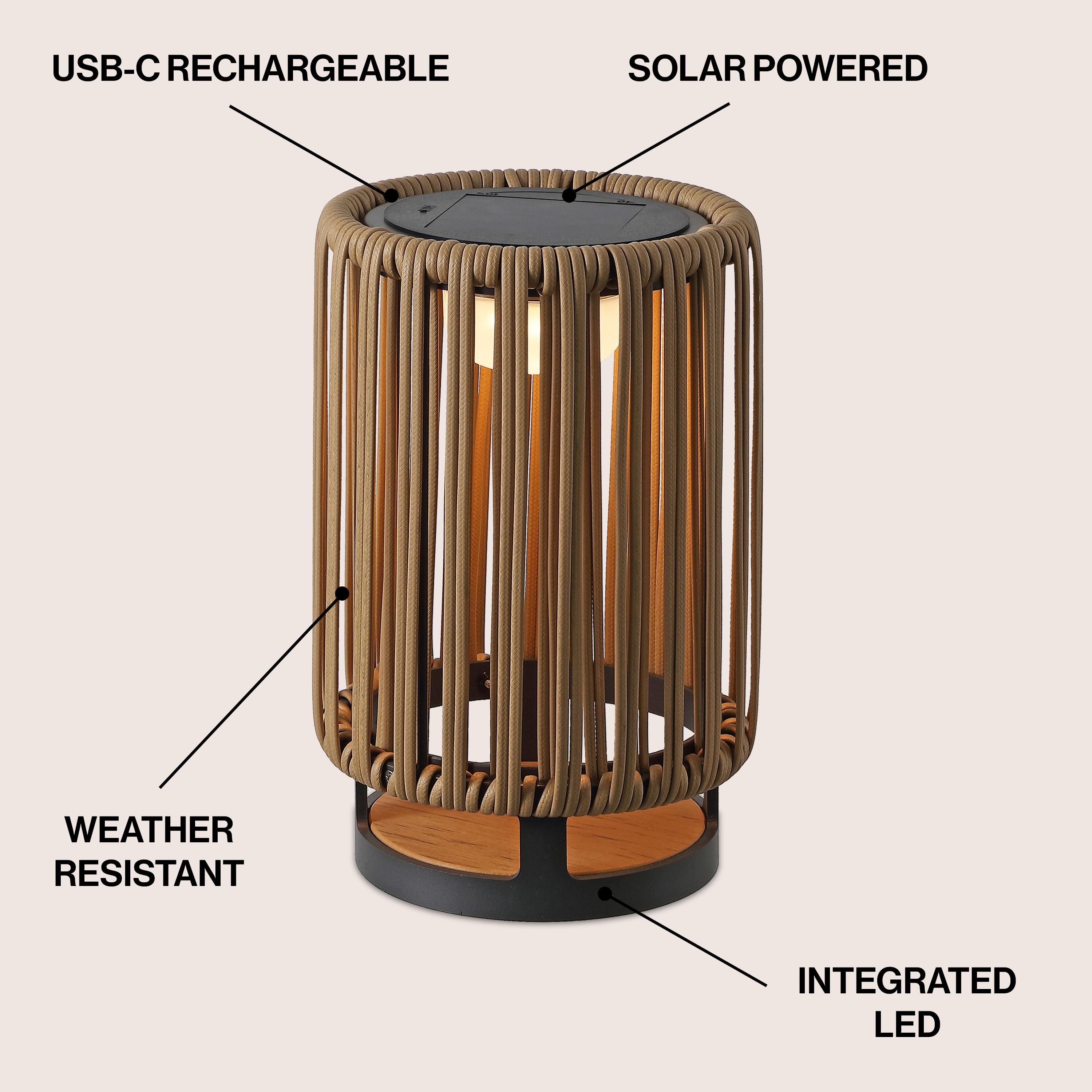 JONATHAN Y Sawara Lantern, Natural, large