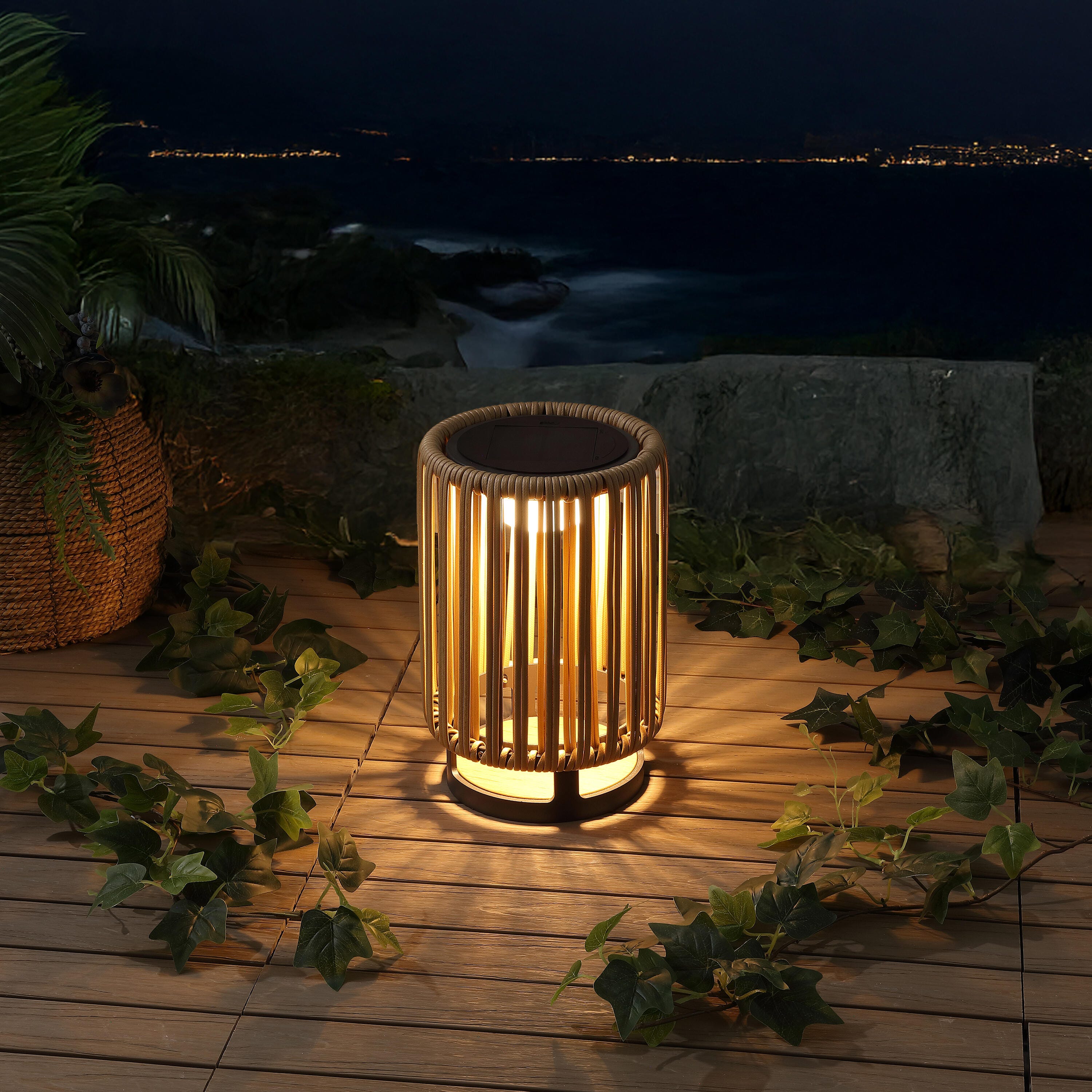 JONATHAN Y Sawara Lantern, Natural, large