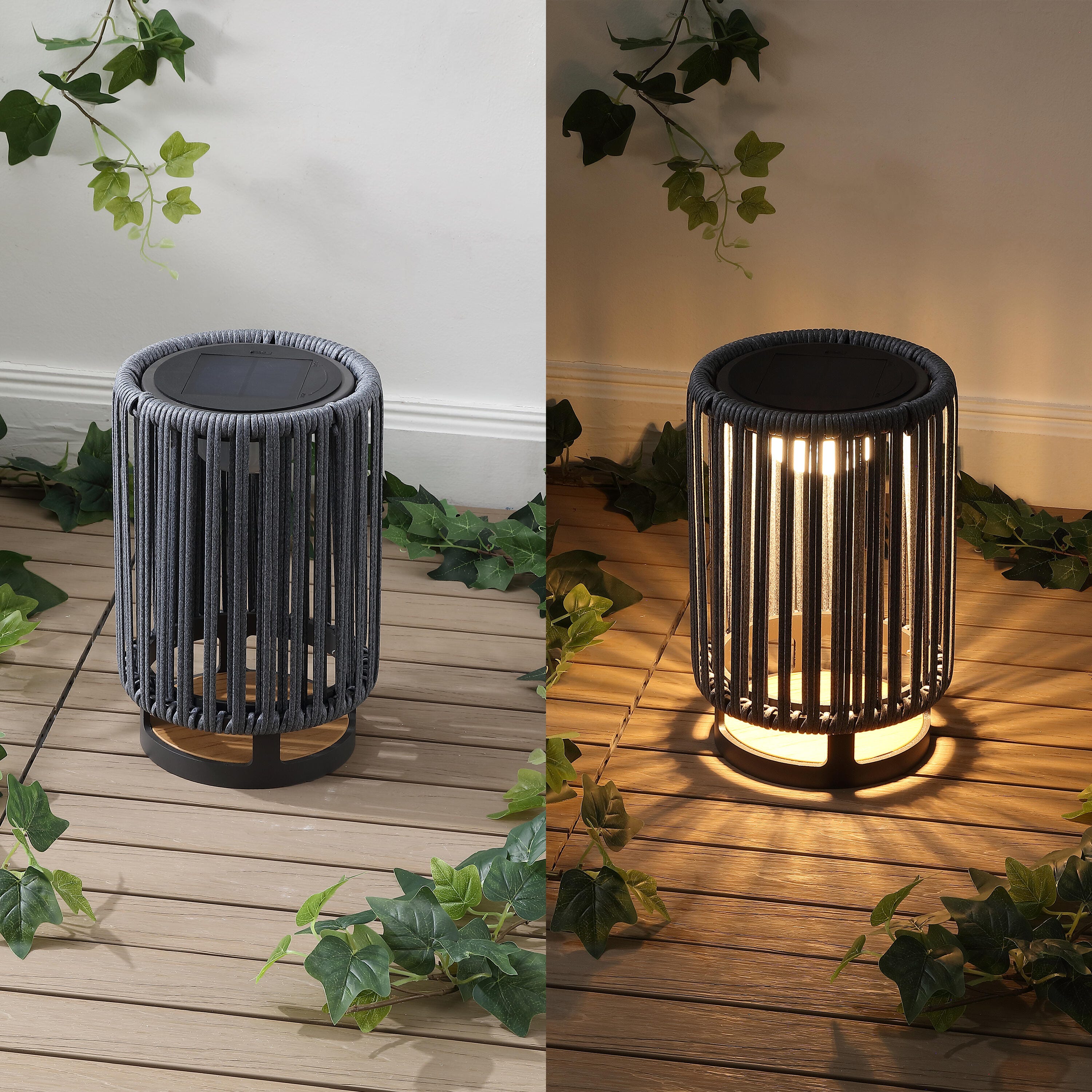 JONATHAN Y Sawara Lantern, Black/Gray, large