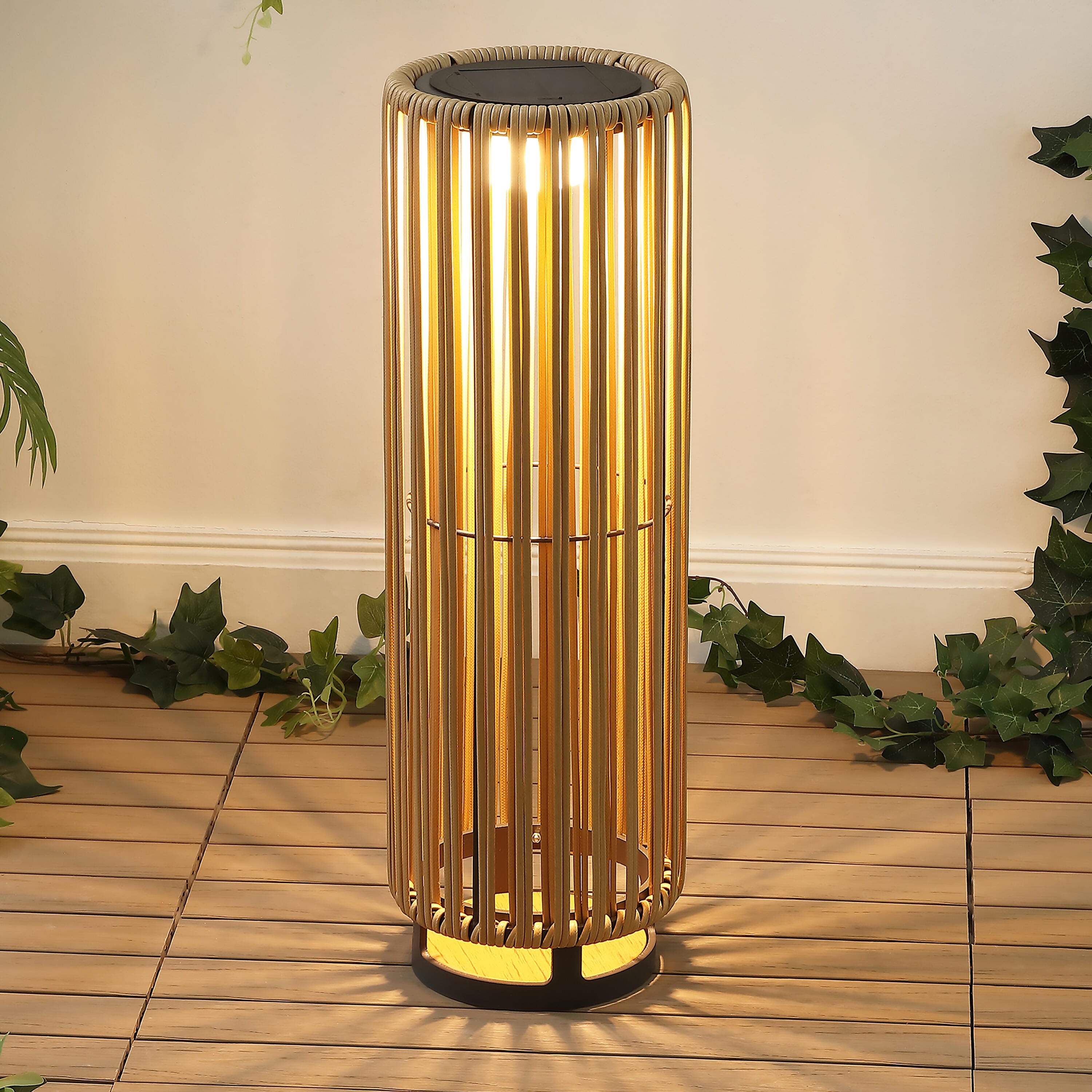 JONATHAN Y Sawara Tall Lantern, Natural, rollover