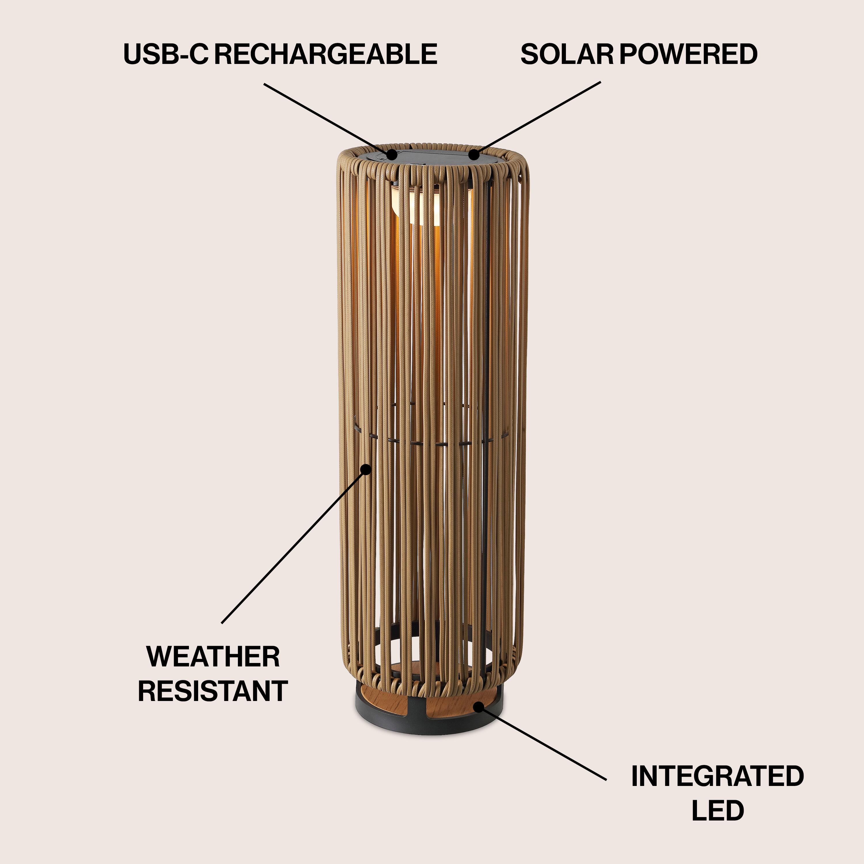 JONATHAN Y Sawara Tall Lantern, Natural, large