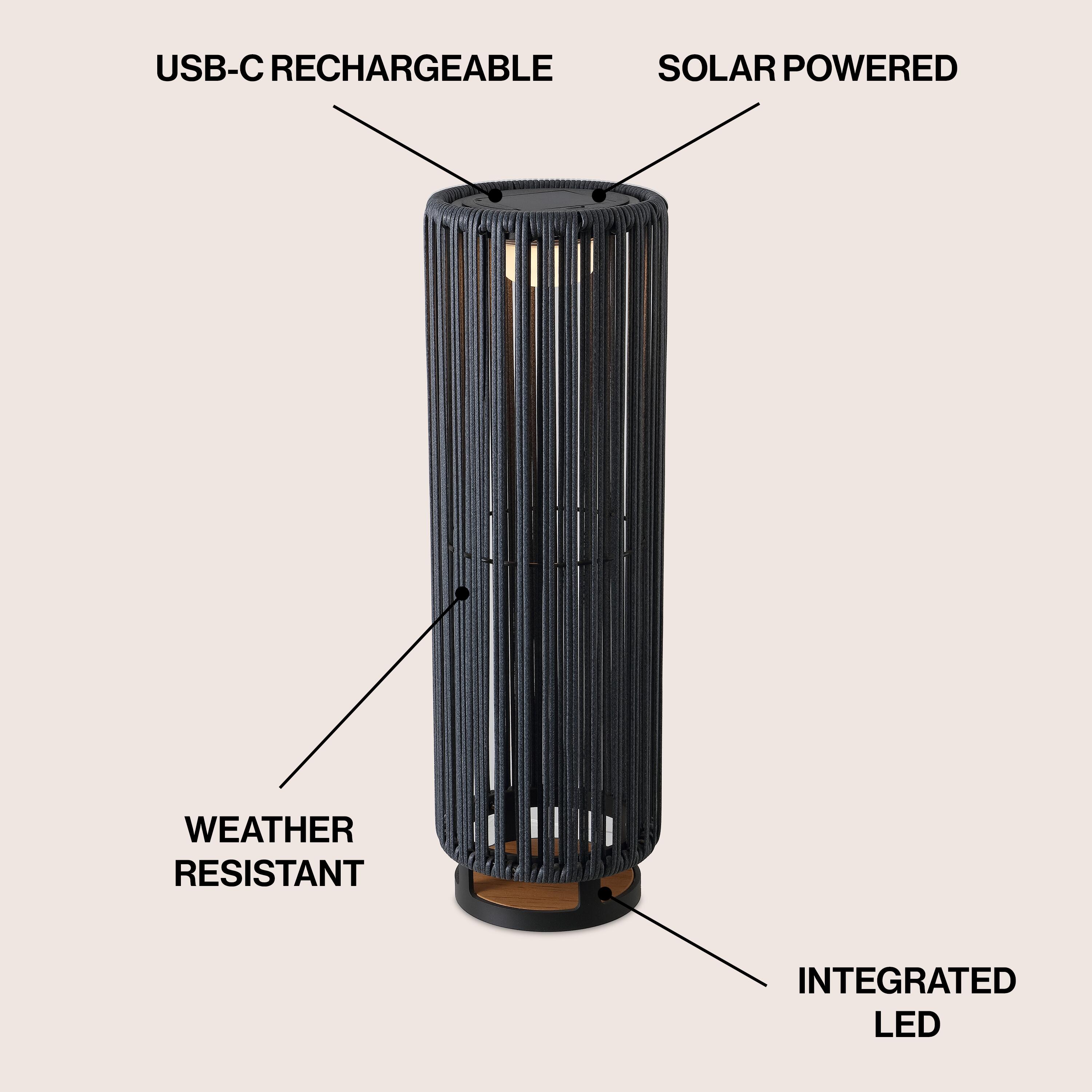 JONATHAN Y Sawara Tall Lantern, Black/Gray, large