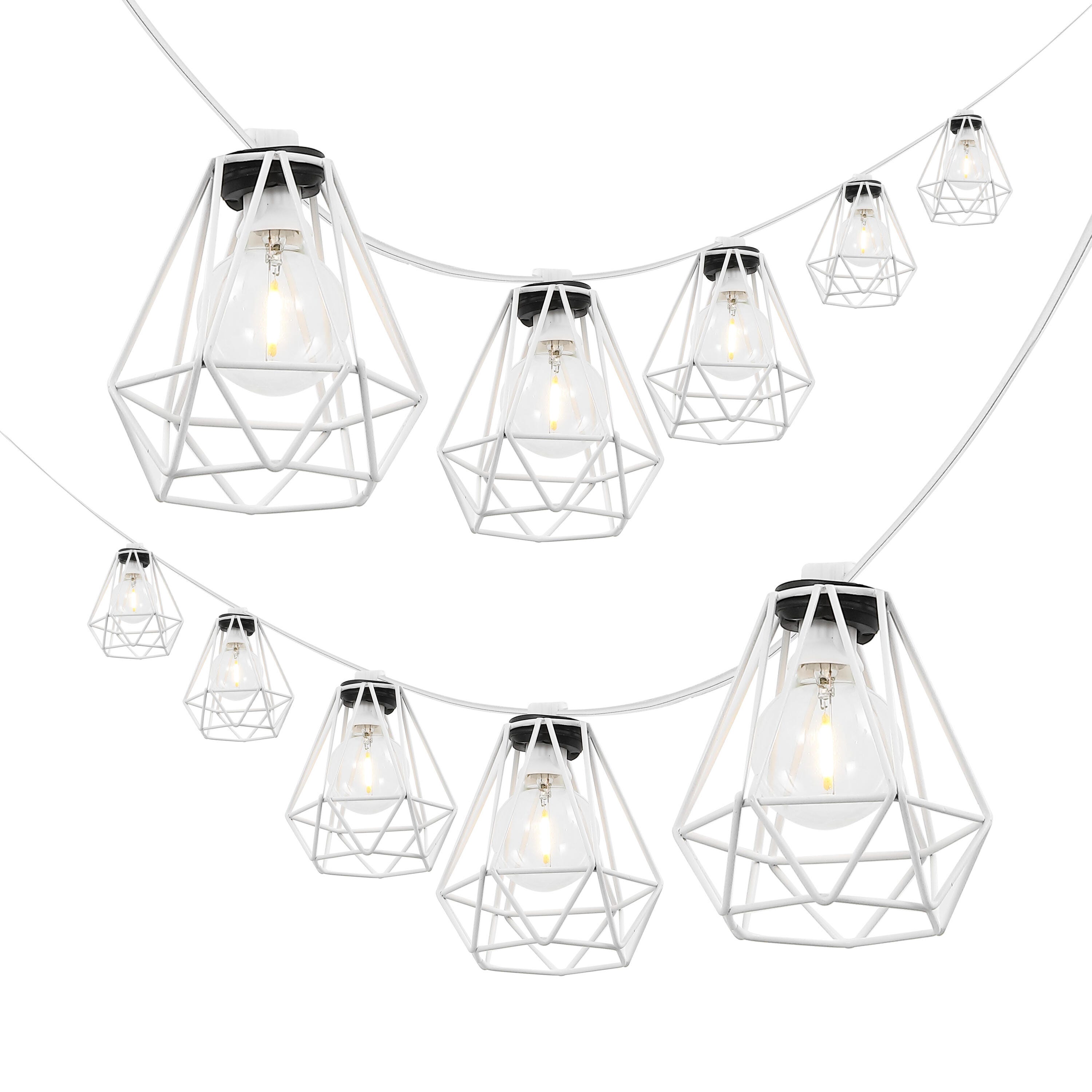 JONATHAN Y Outdoor Diamond Cage String Lights, , large