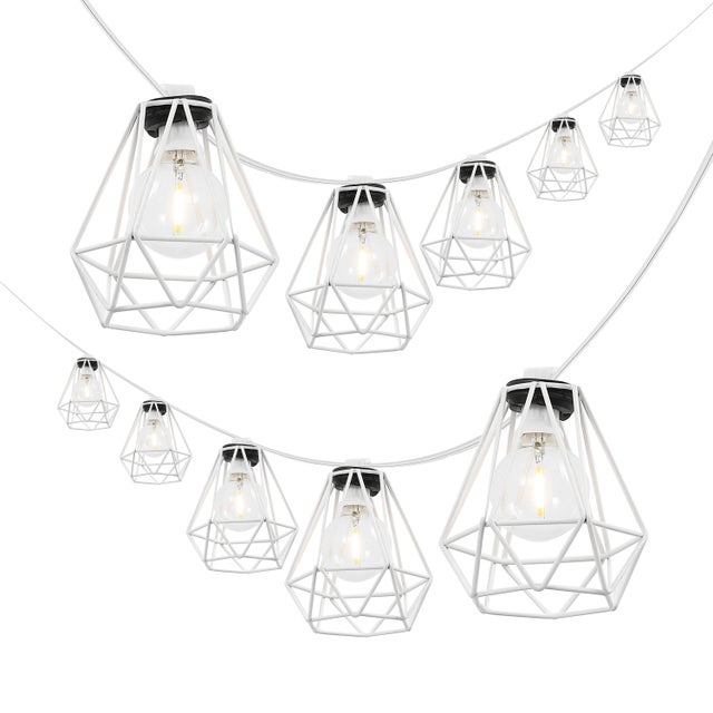 JONATHAN Y Outdoor Diamond Cage String Lights