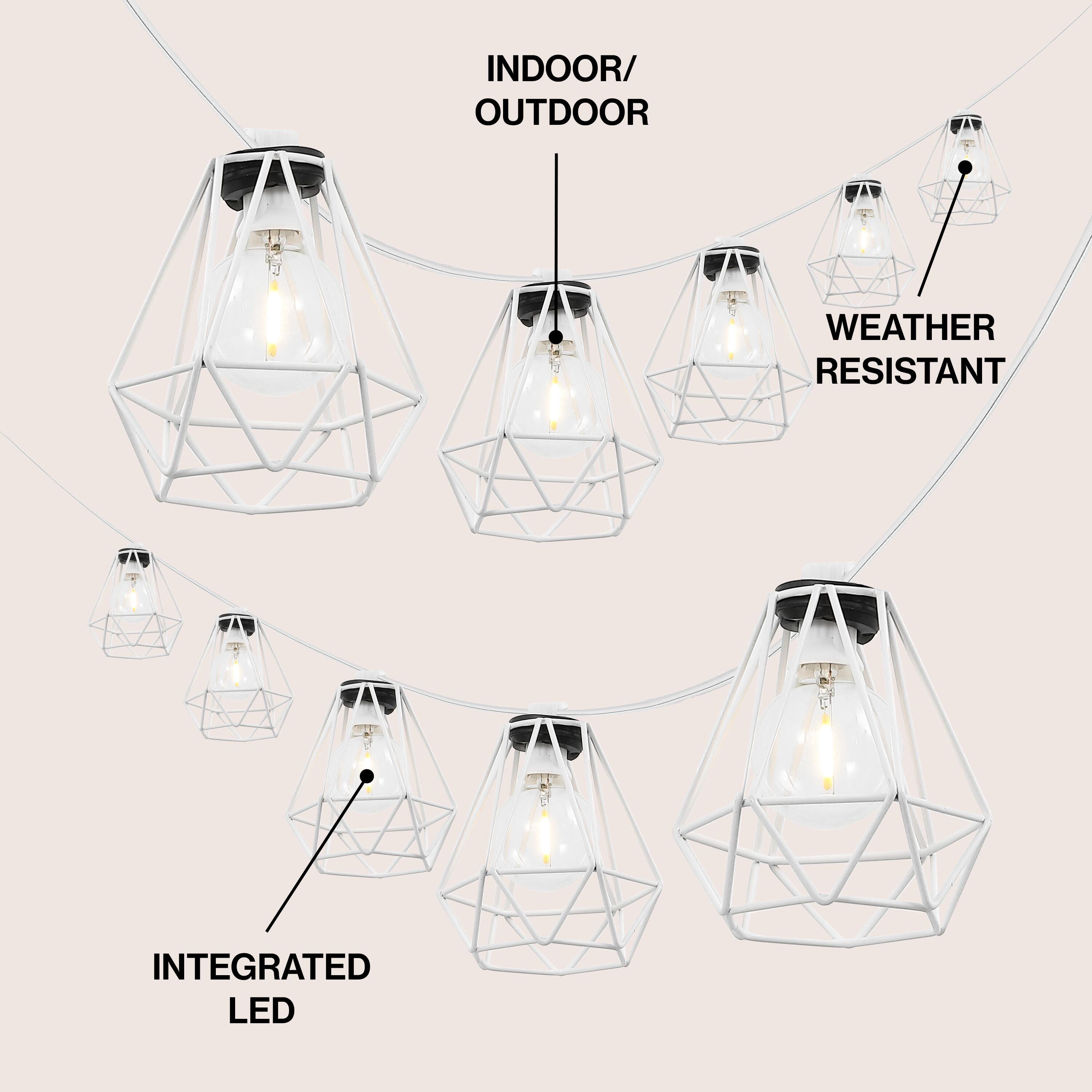 JONATHAN Y Outdoor Diamond Cage String Lights, , large