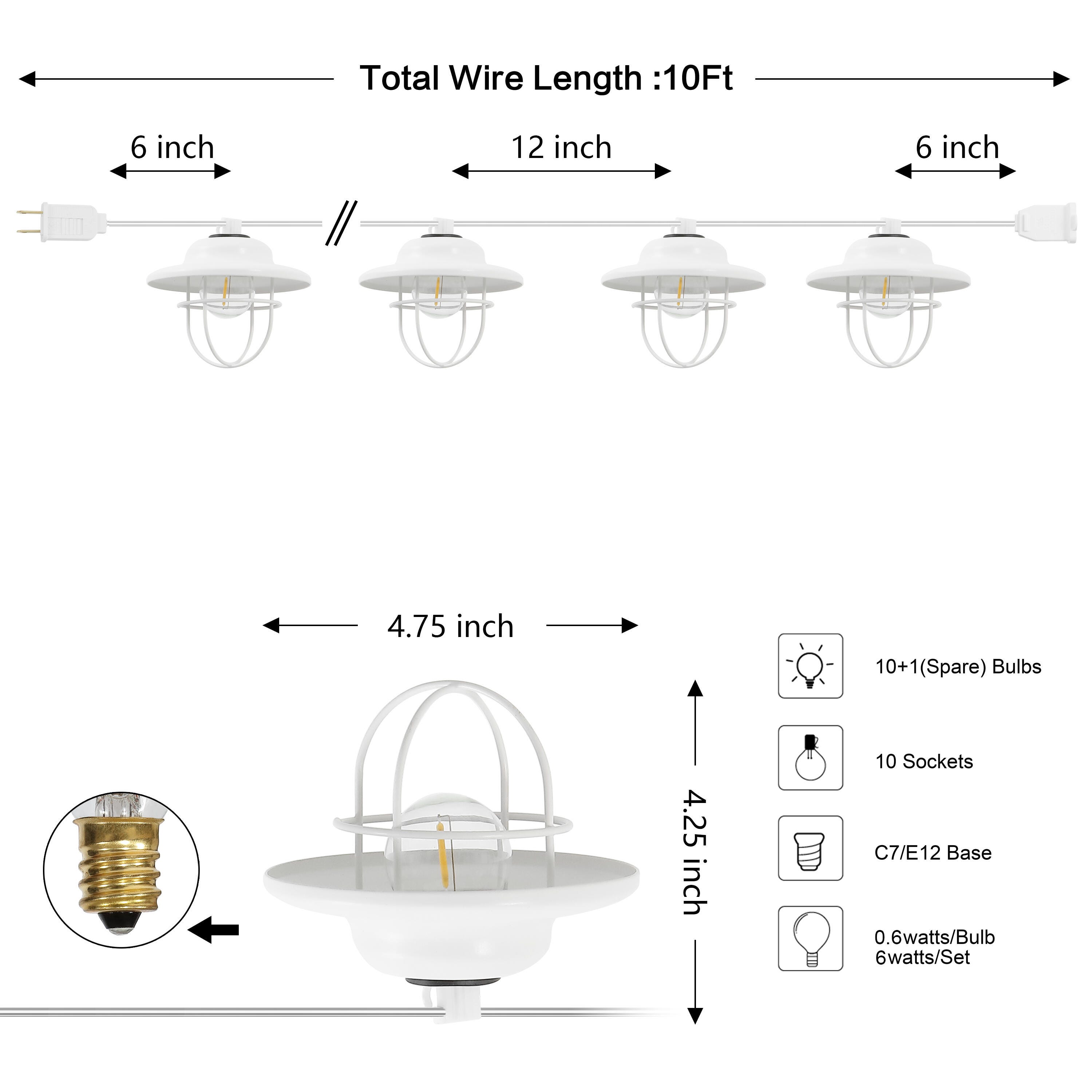 JONATHAN Y Outdoor Cage Shade String Lights, , large