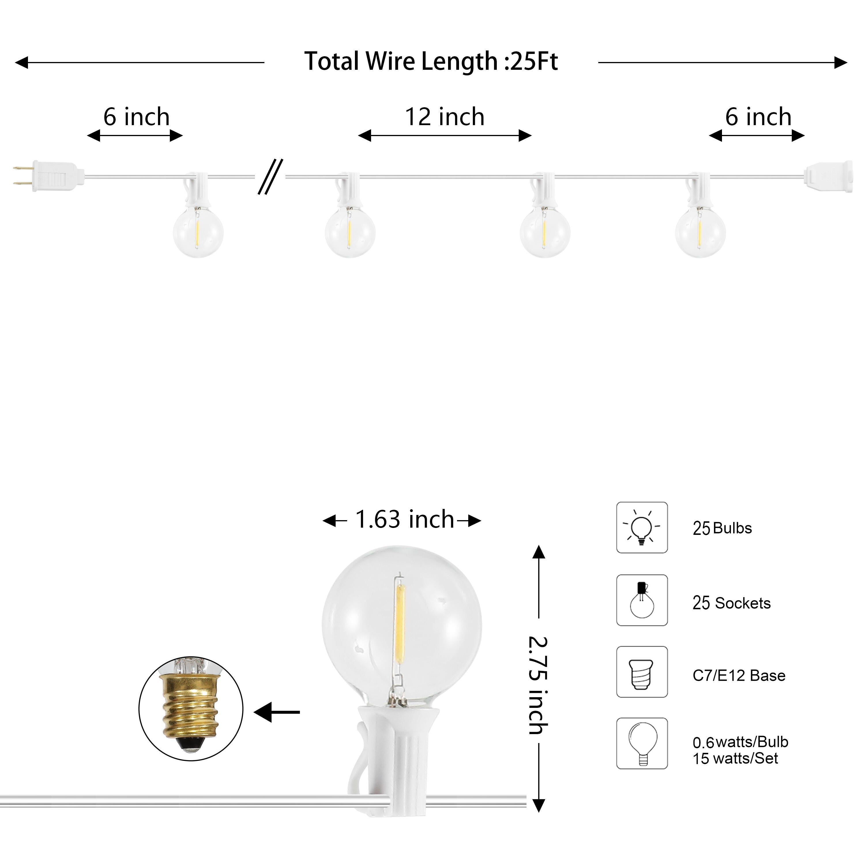 JONATHAN Y Outdoor Bistro Globe String Lights, , large