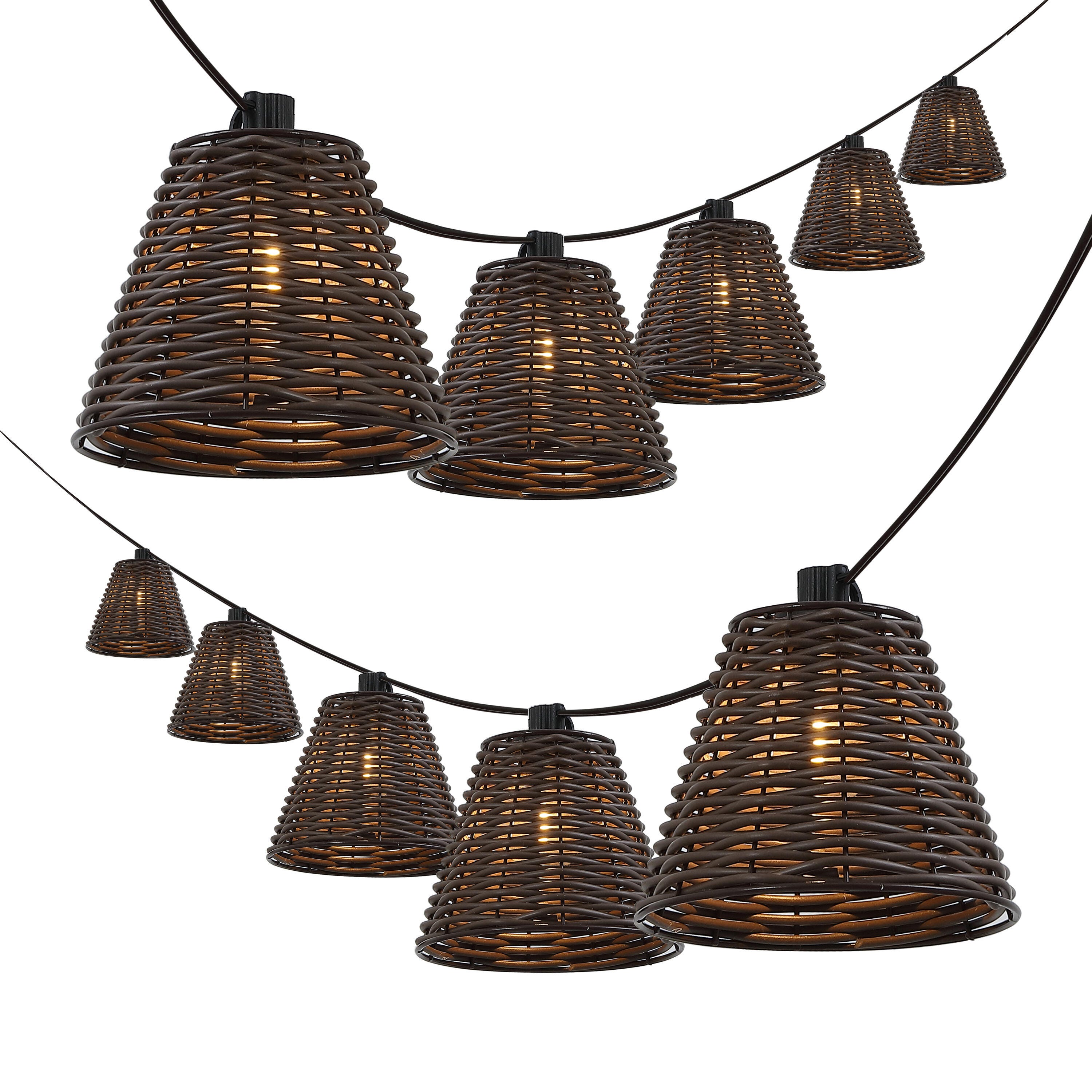 JONATHAN Y Outdoor Classic Cottage String Lights, Dark Brown, large
