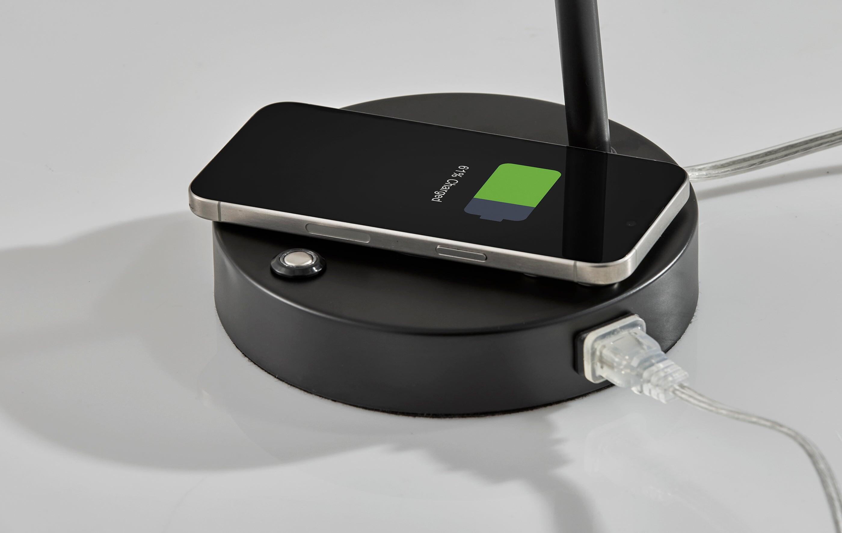 Adesso Dax LED Wireless Charging Desk Lamp, Black, large
