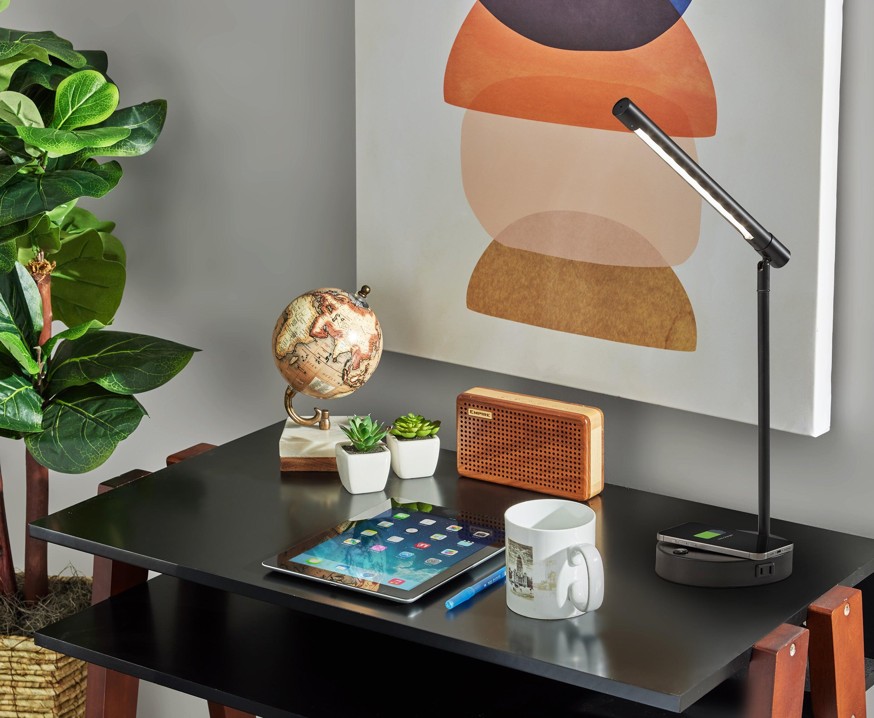 Adesso Dax LED Wireless Charging Desk Lamp, Black, large