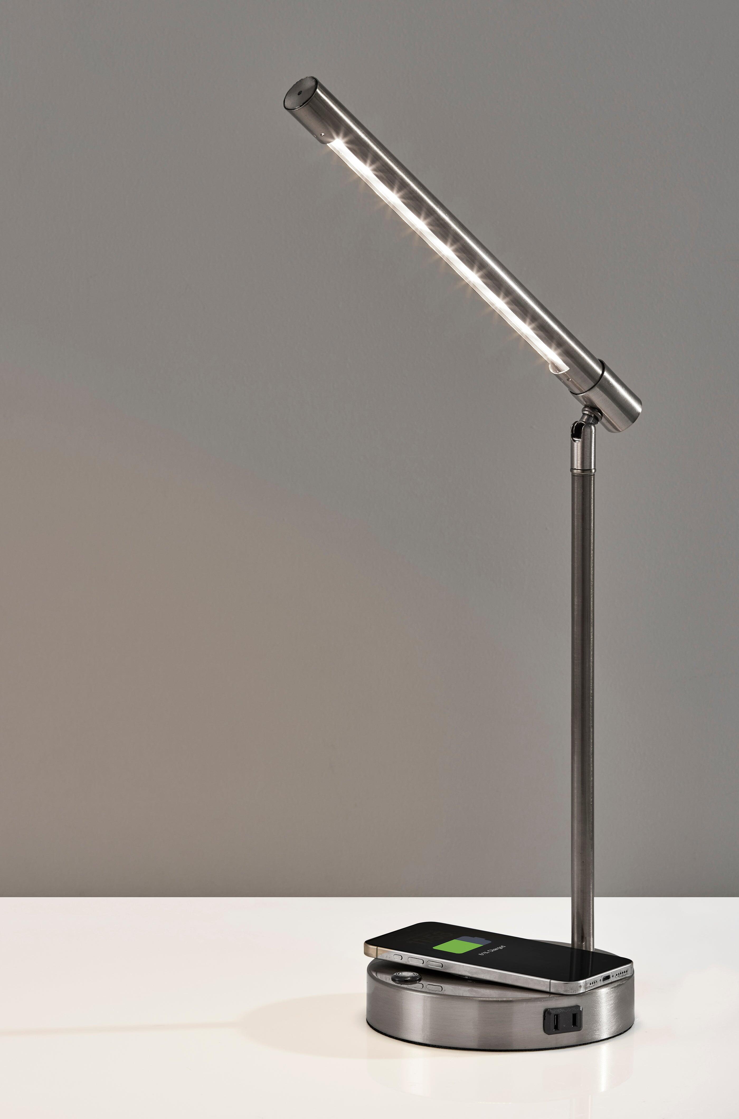 Adesso Dax LED Wireless Charging Desk Lamp, Gray, rollover