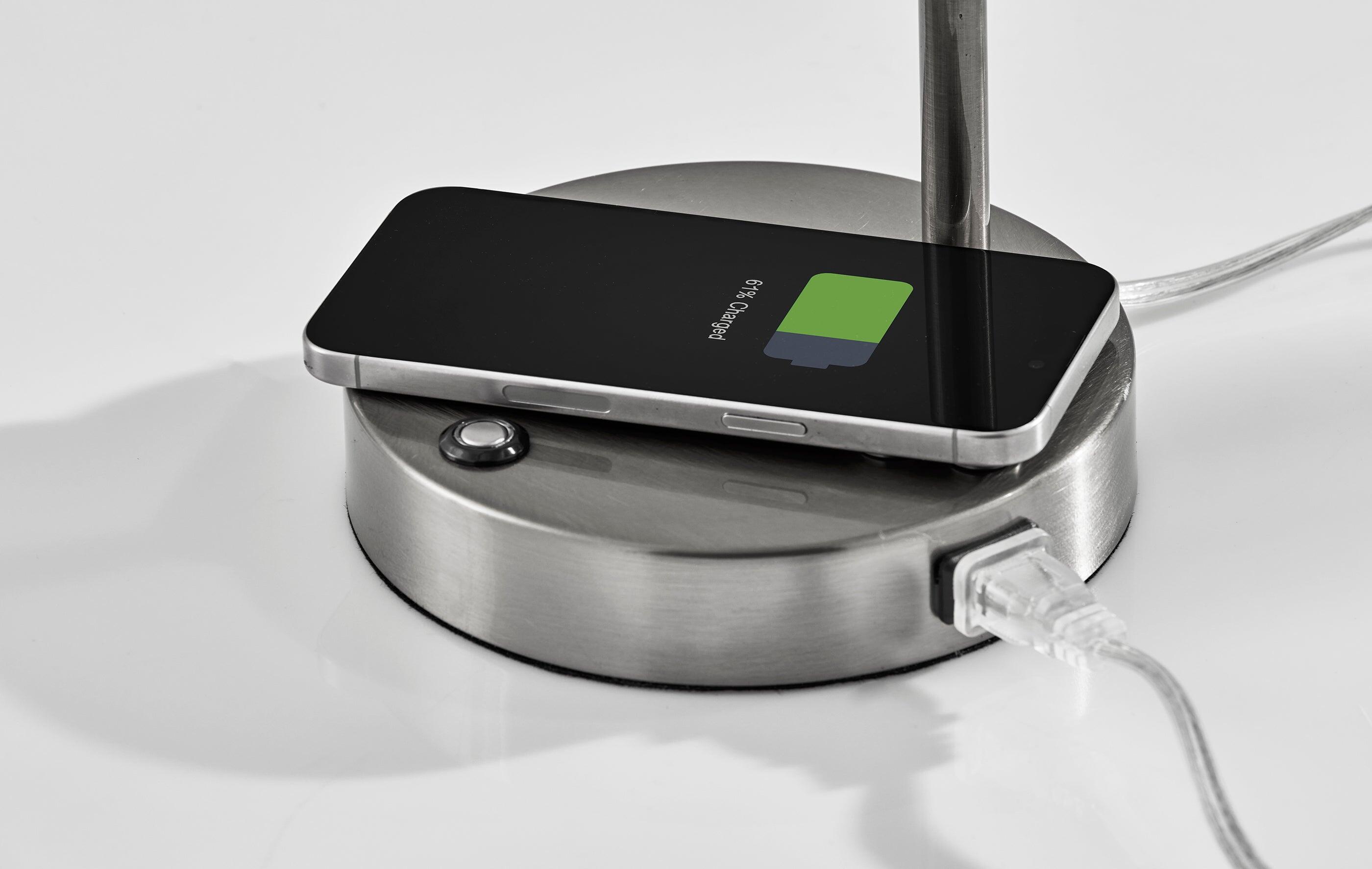 Adesso Dax LED Wireless Charging Desk Lamp, Gray, large