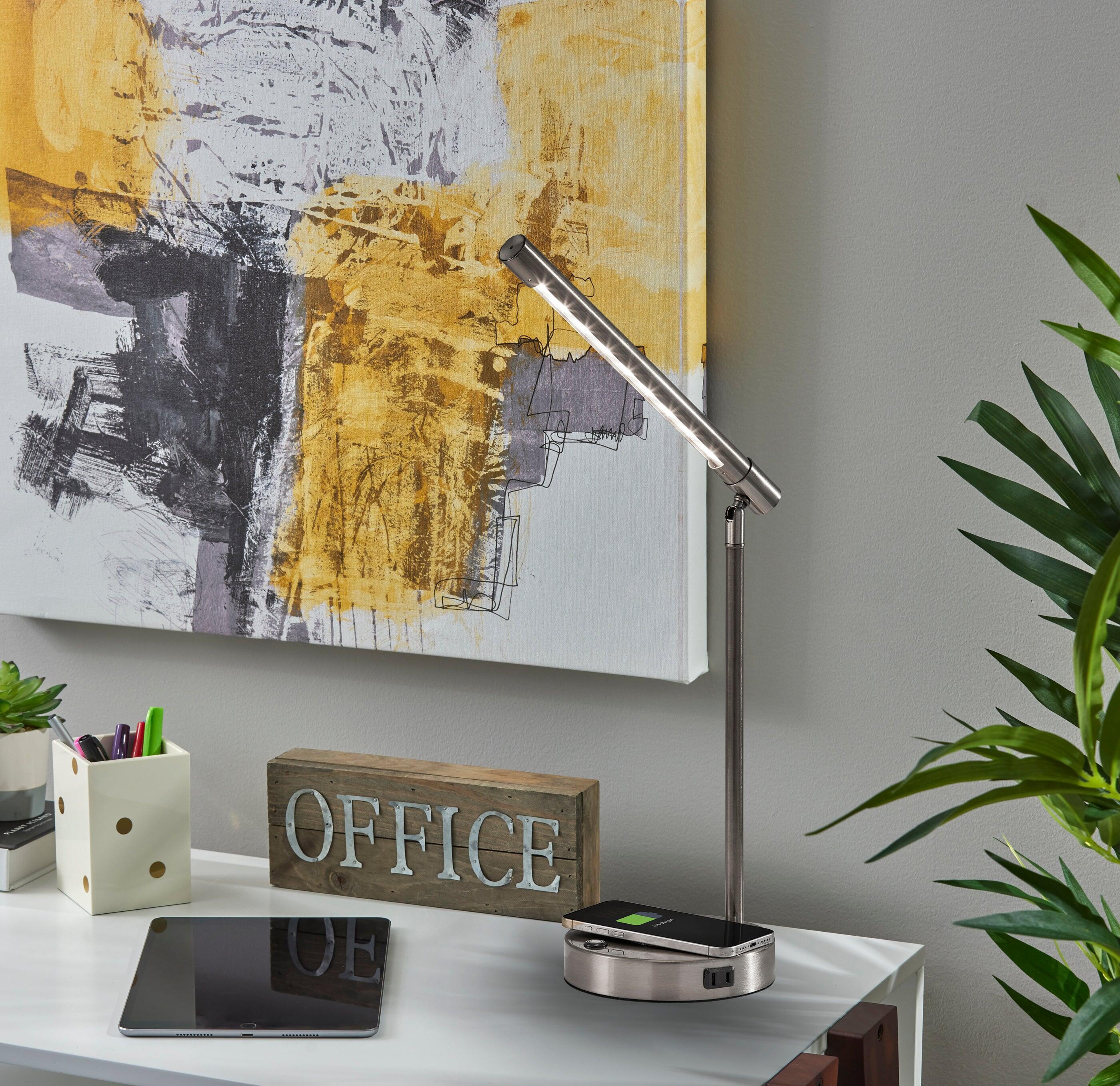 Adesso Dax LED Wireless Charging Desk Lamp, Gray, large