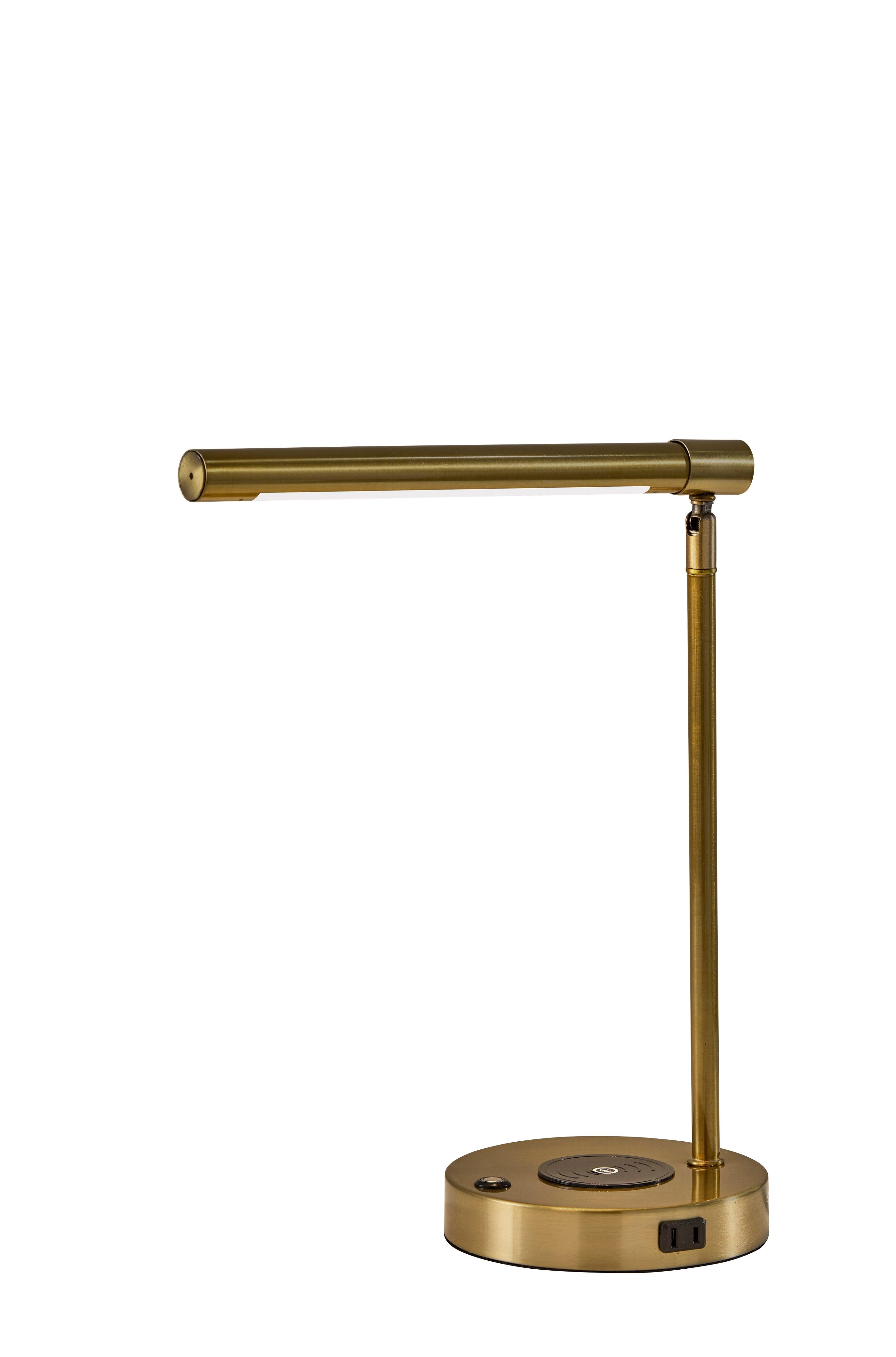 Adesso Dax LED Wireless Charging Desk Lamp, Antique Brass, large