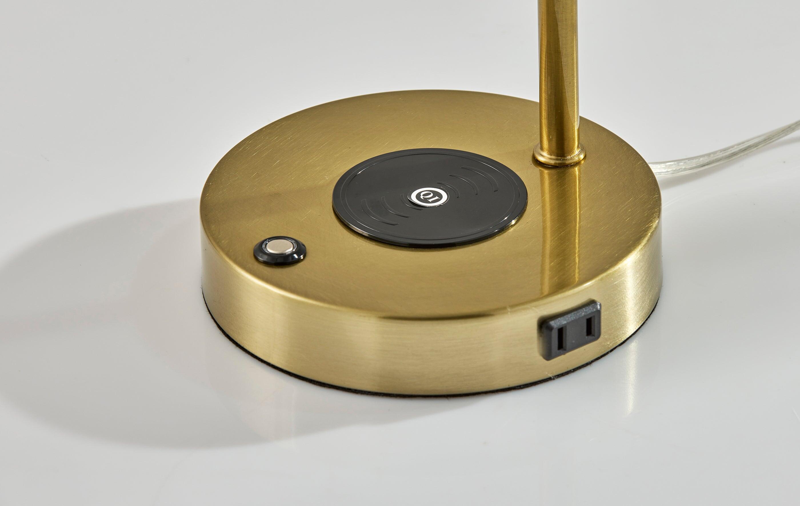 Adesso Dax LED Wireless Charging Desk Lamp, Antique Brass, large