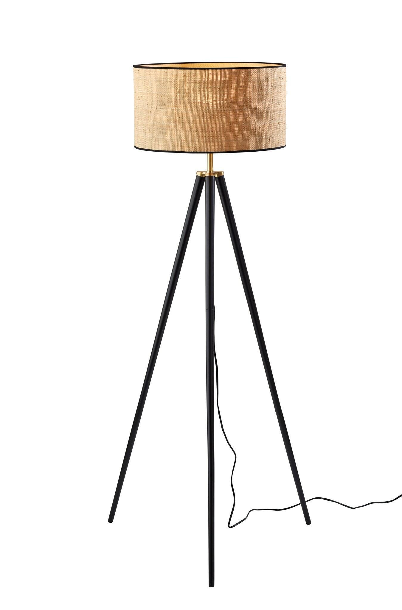 Adesso Jackson Floor Lamp, Black/Antique Brass, large