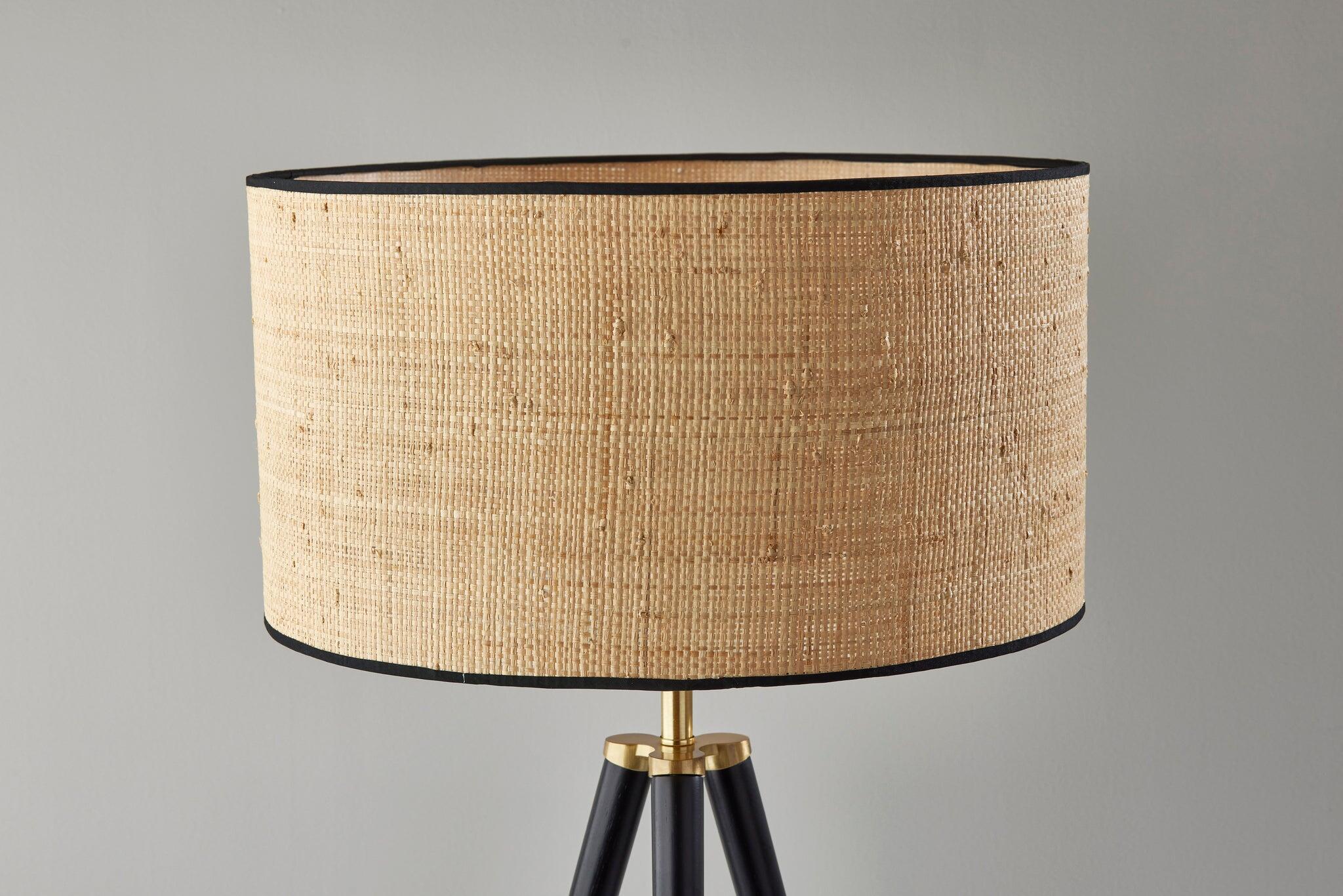 Adesso Jackson Floor Lamp, Black/Antique Brass, large