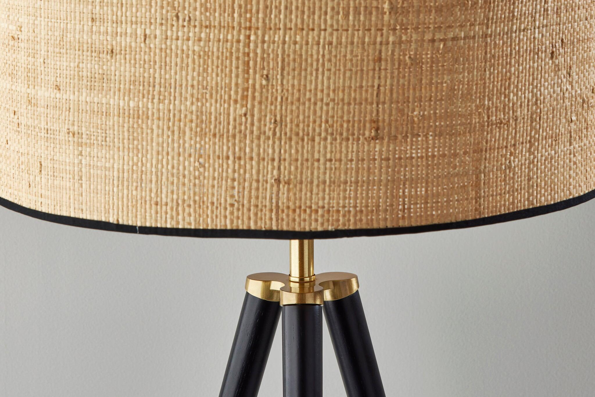 Adesso Jackson Floor Lamp, Black/Antique Brass, large
