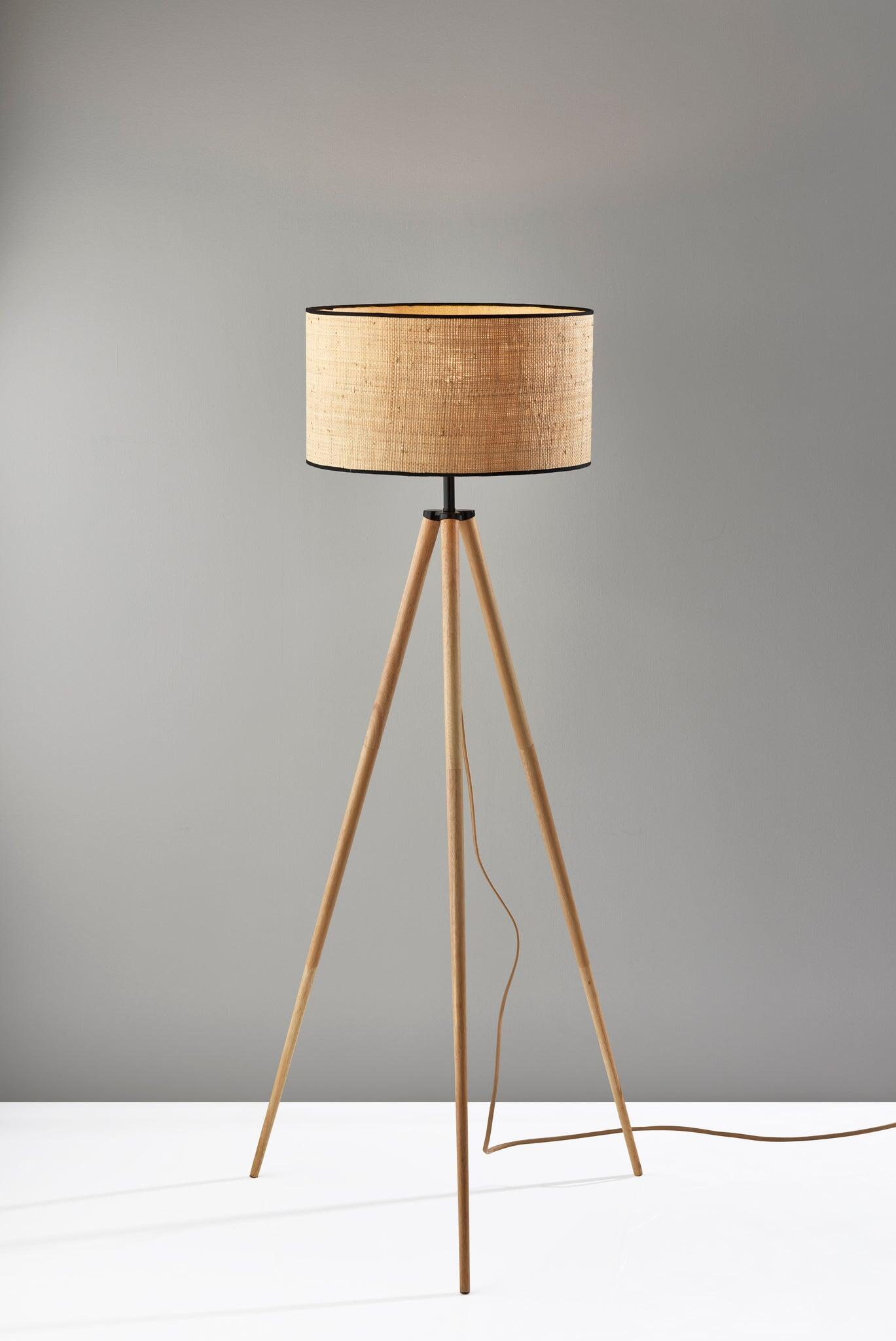 Adesso Jackson Floor Lamp, Natural/Black, rollover