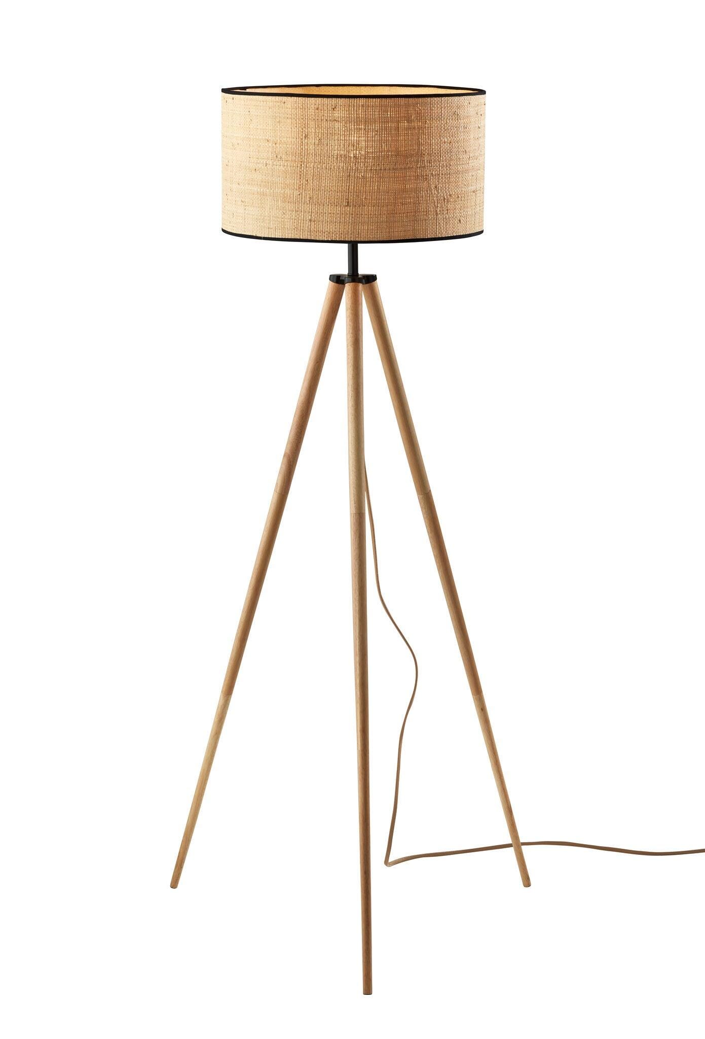 Adesso Jackson Floor Lamp, Natural/Black, large