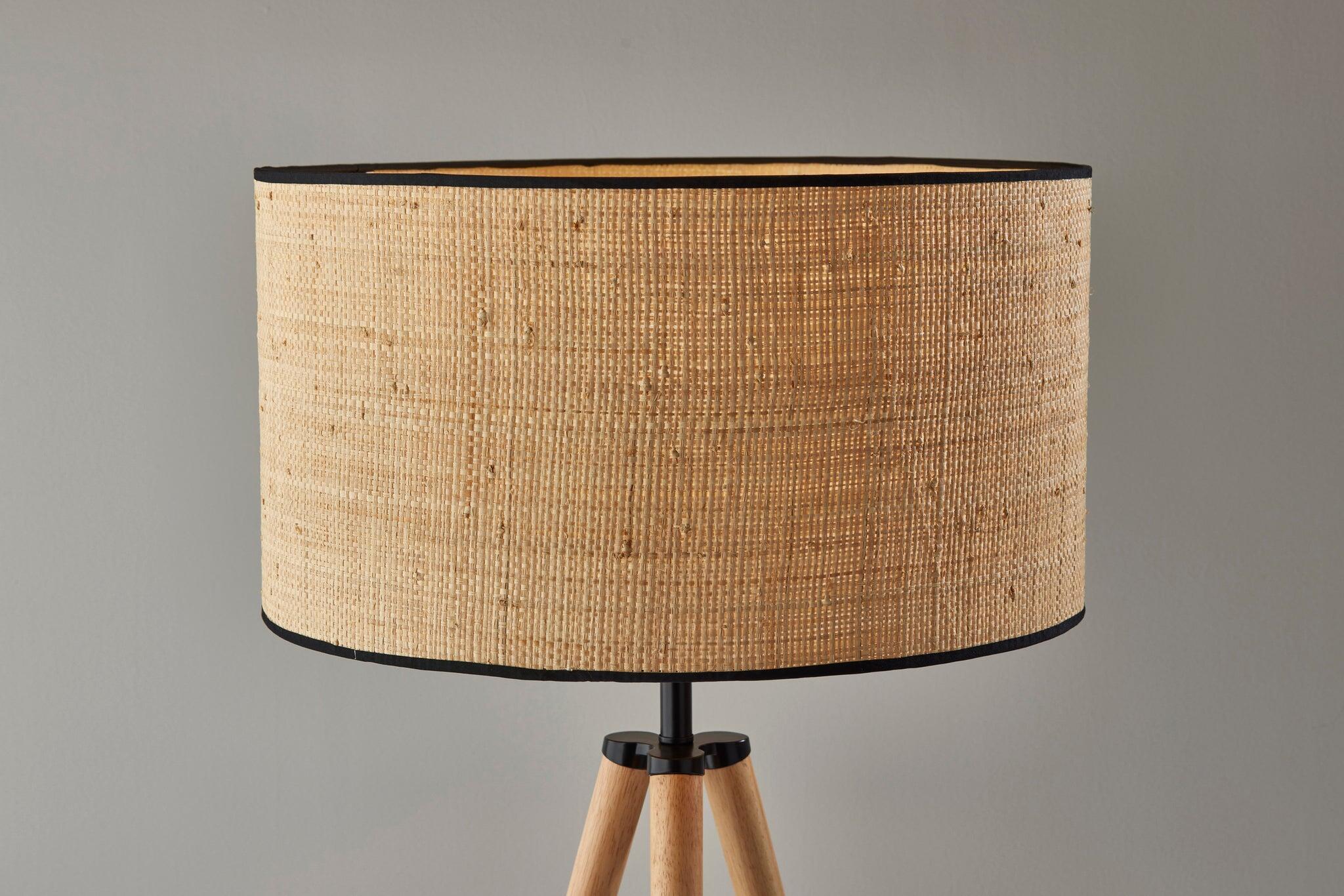 Adesso Jackson Floor Lamp, Natural/Black, large