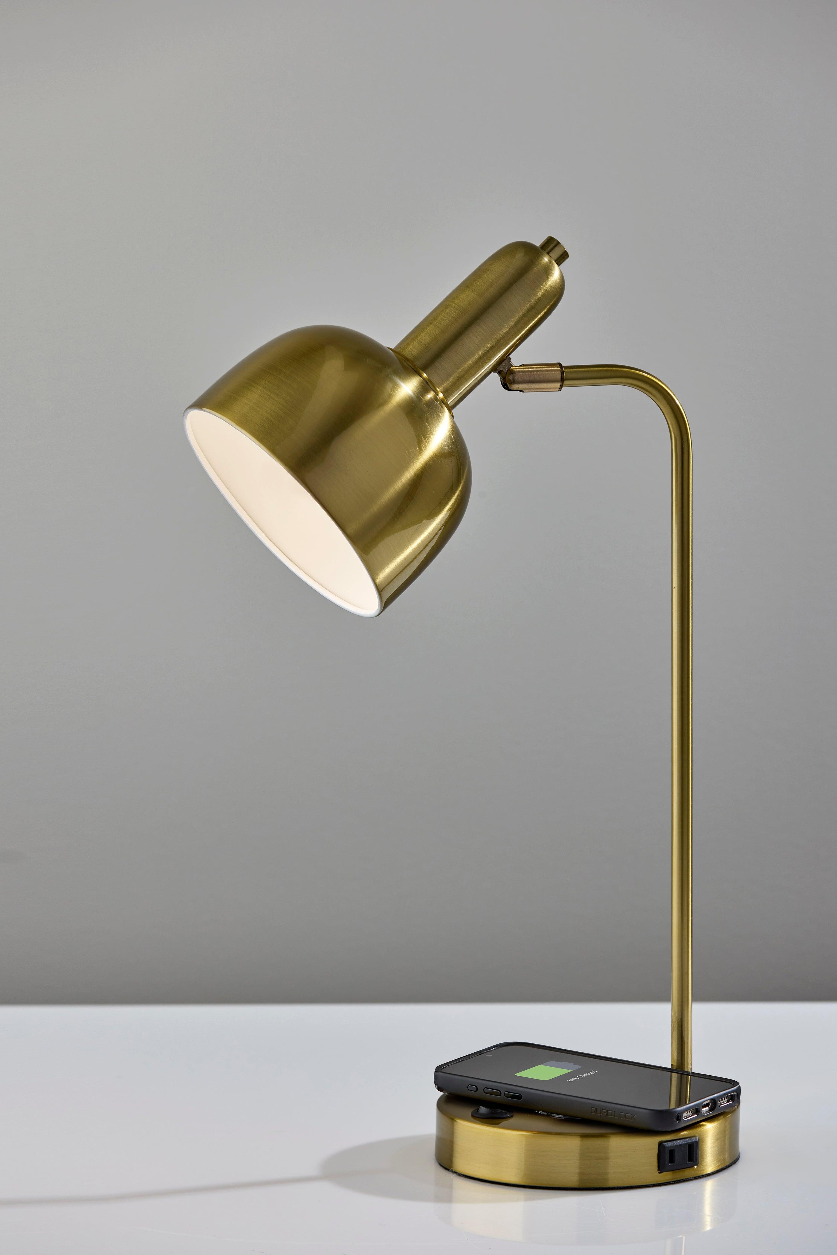 Adesso Rico Desk Lamp, Antique Brass, large