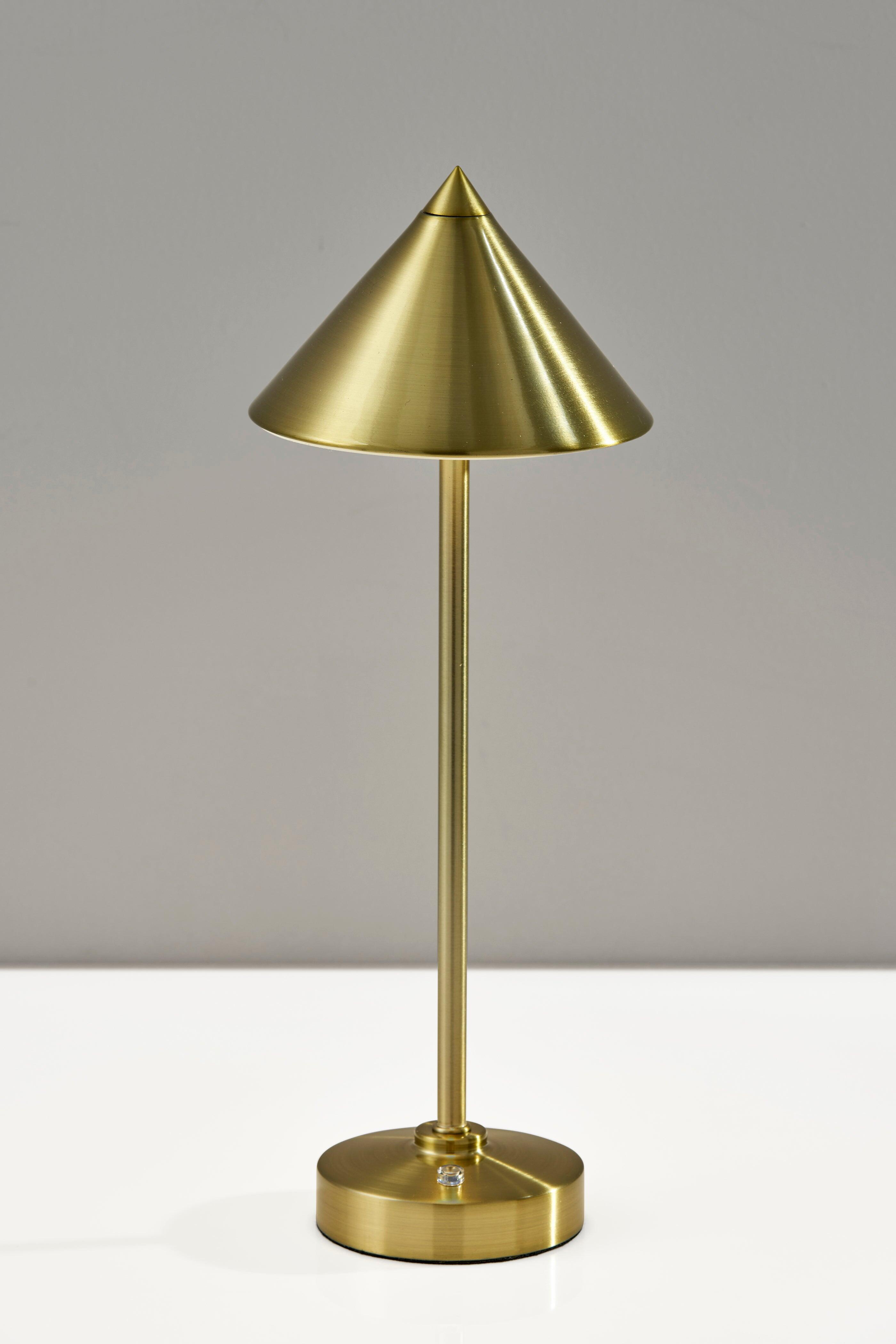 Adesso Ritchie Cordless Table Lamp, Antique Brass, rollover