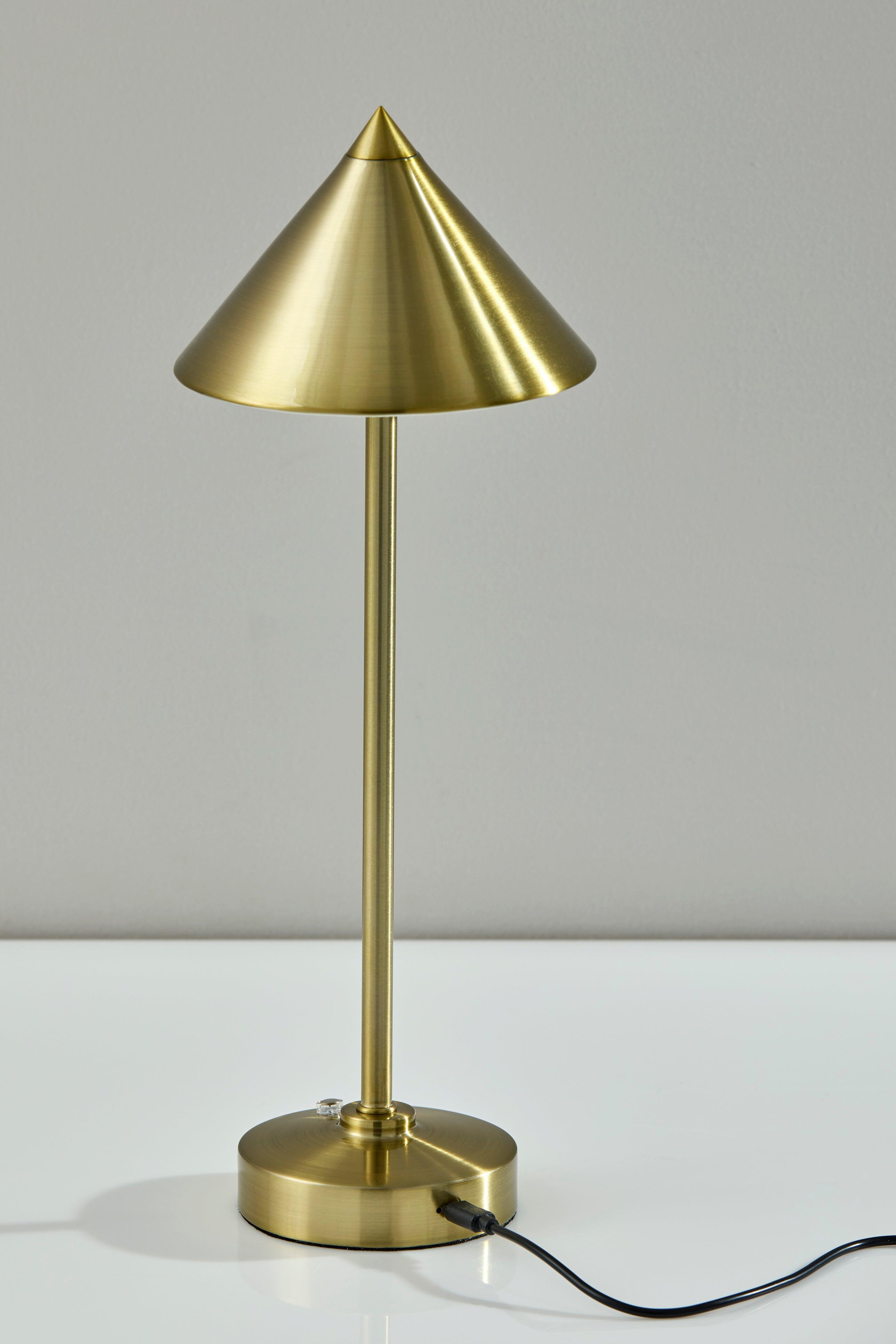 Adesso Ritchie Cordless Table Lamp, Antique Brass, large