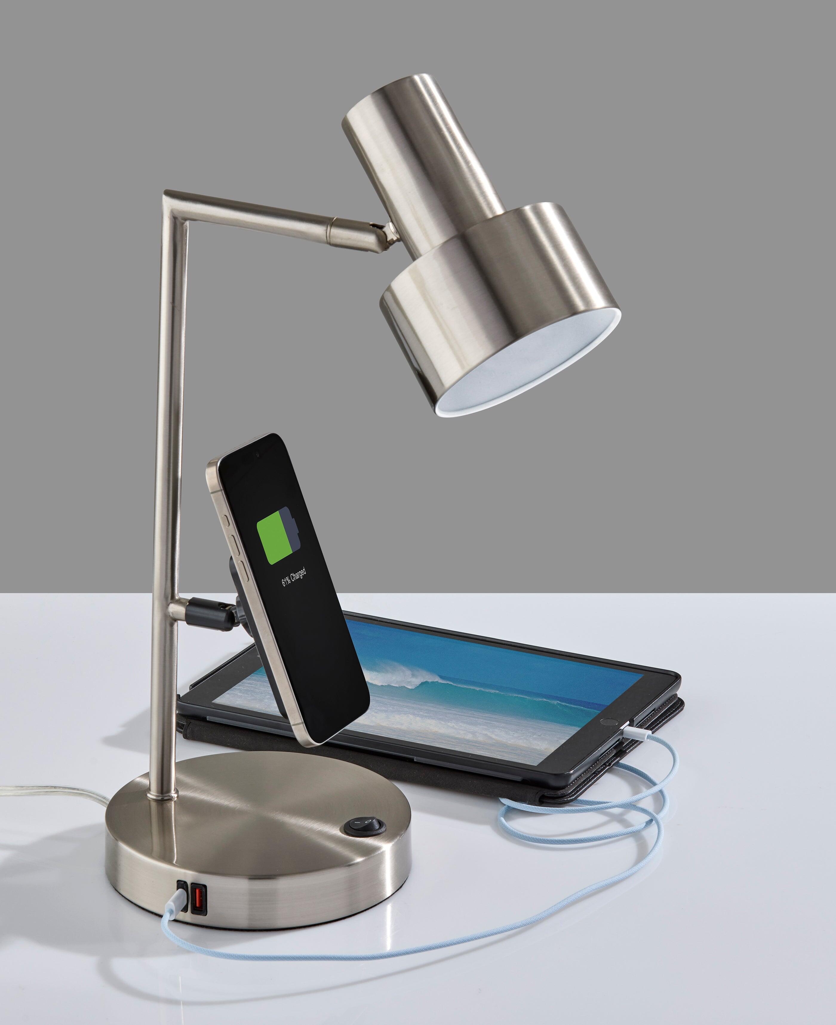 Adesso Rowe Desk Lamp, Gray, large