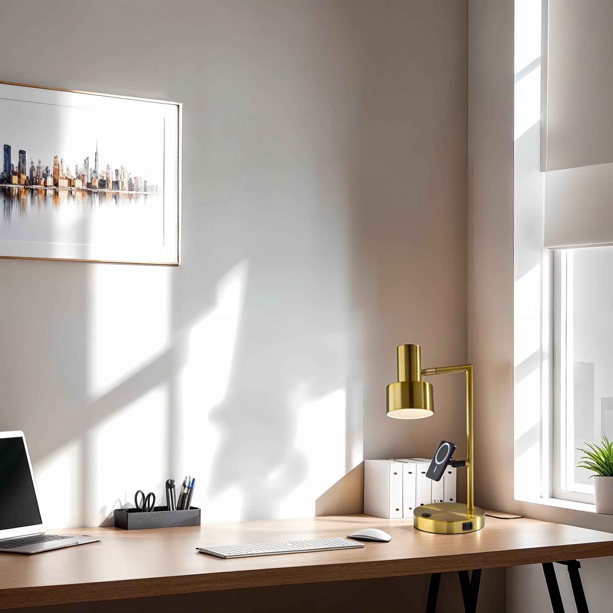 Adesso Rowe Desk Lamp, Antique Brass, rollover