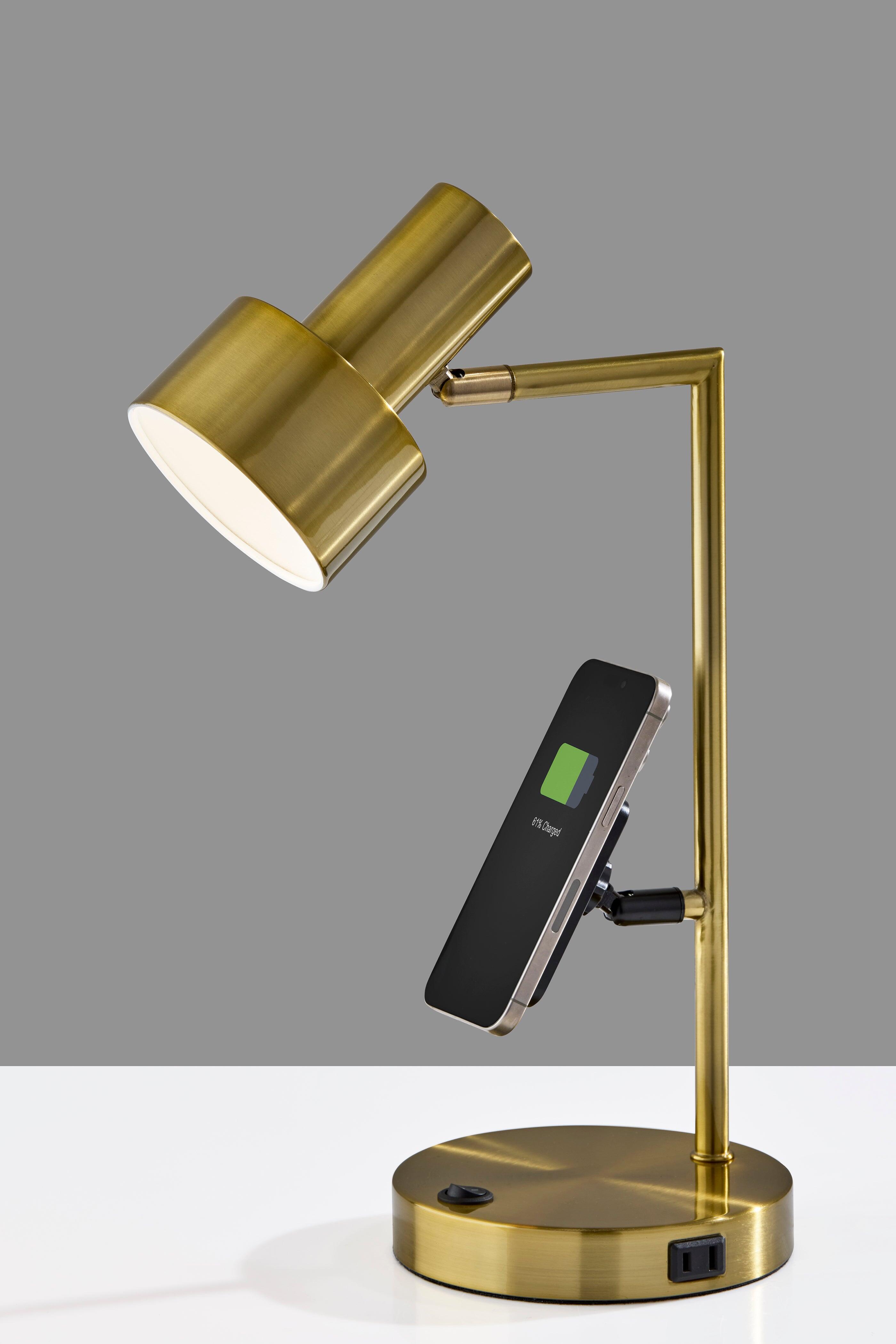Adesso Rowe Desk Lamp, Antique Brass, large