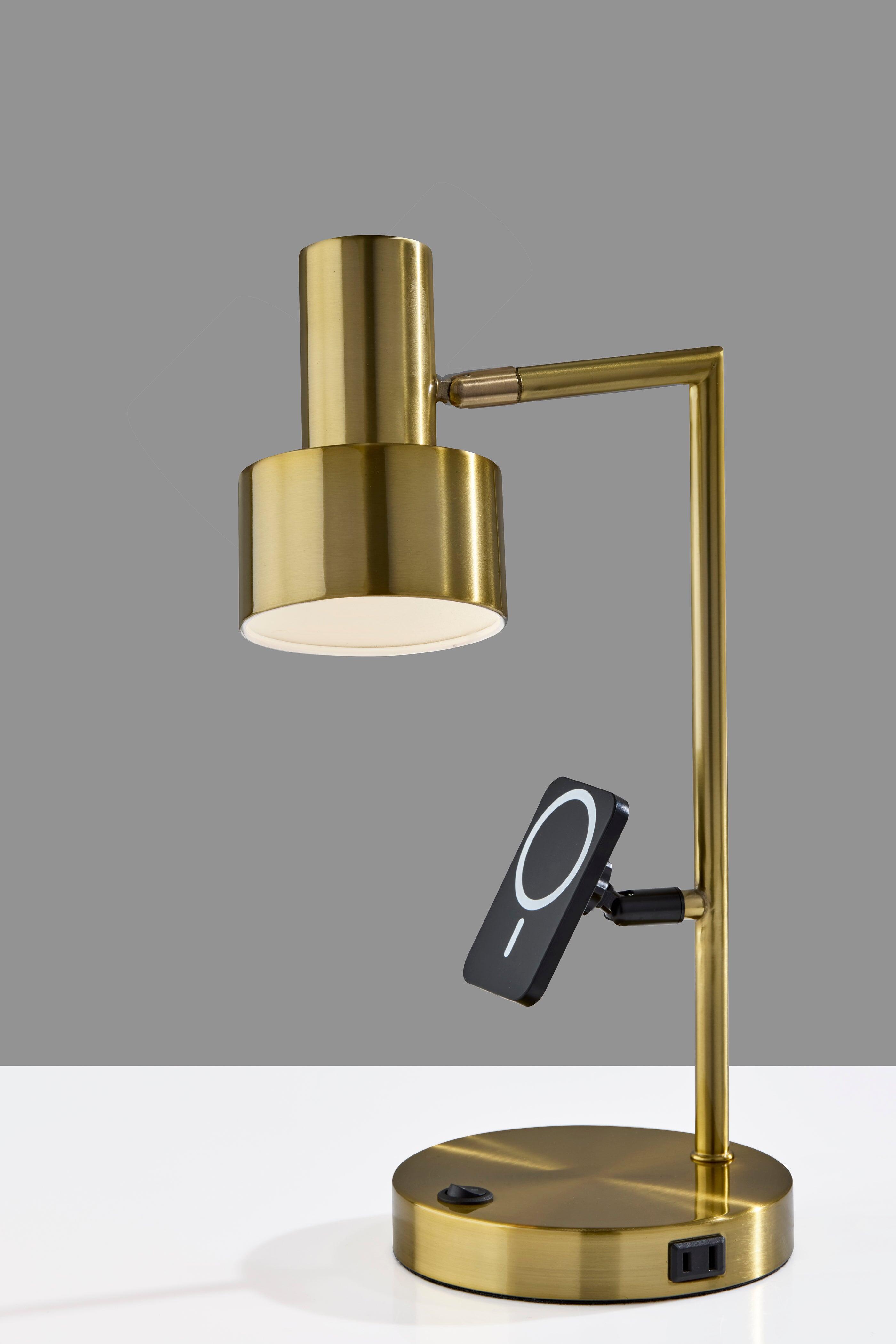 Adesso Rowe Desk Lamp, Antique Brass, large