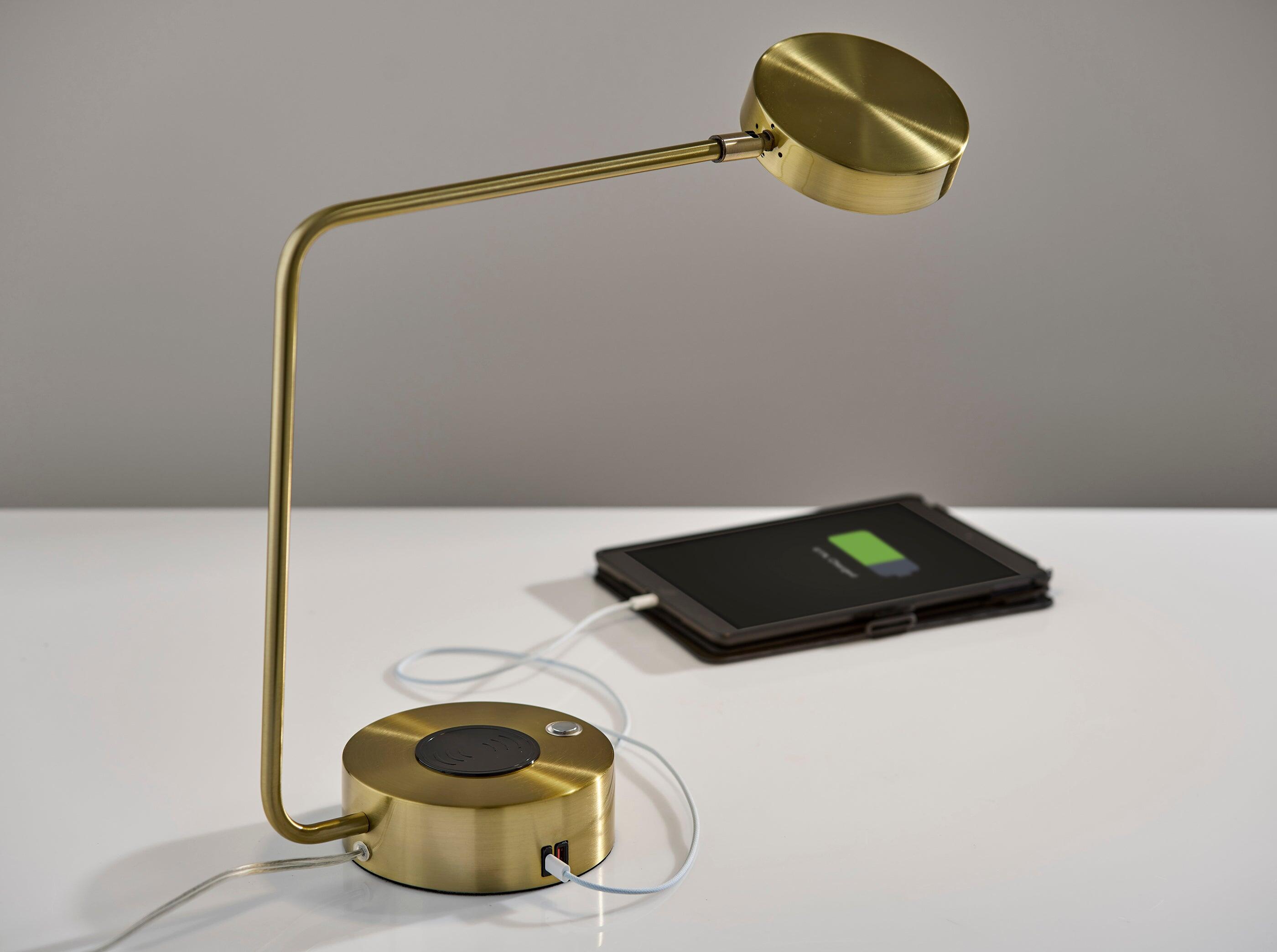 Adesso Viper LED Desk Lamp, Antique Brass, large