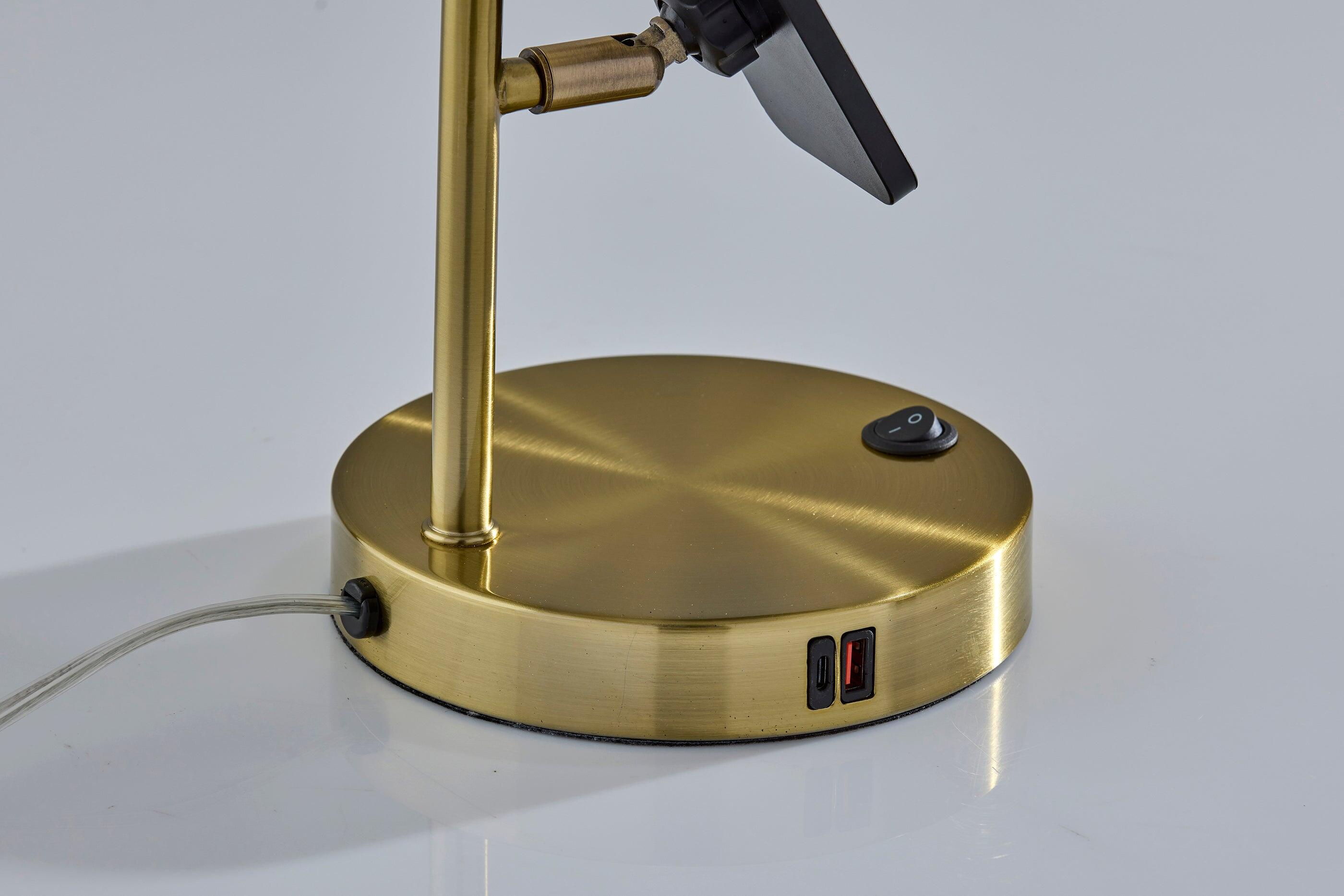 Adesso Wyatt Desk Lamp, Antique Brass, large