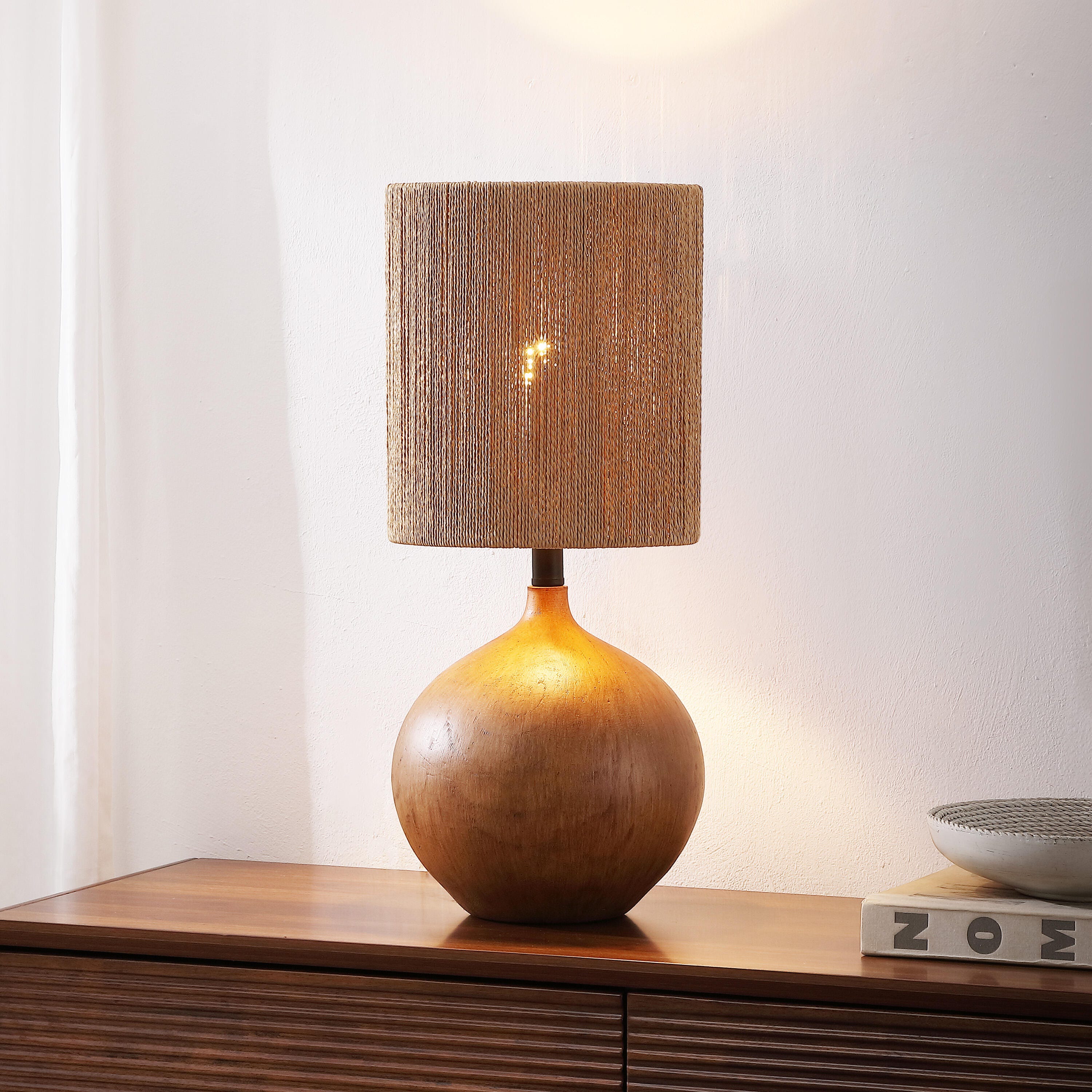 JONATHAN Y Abram Table Lamp, Brown, rollover