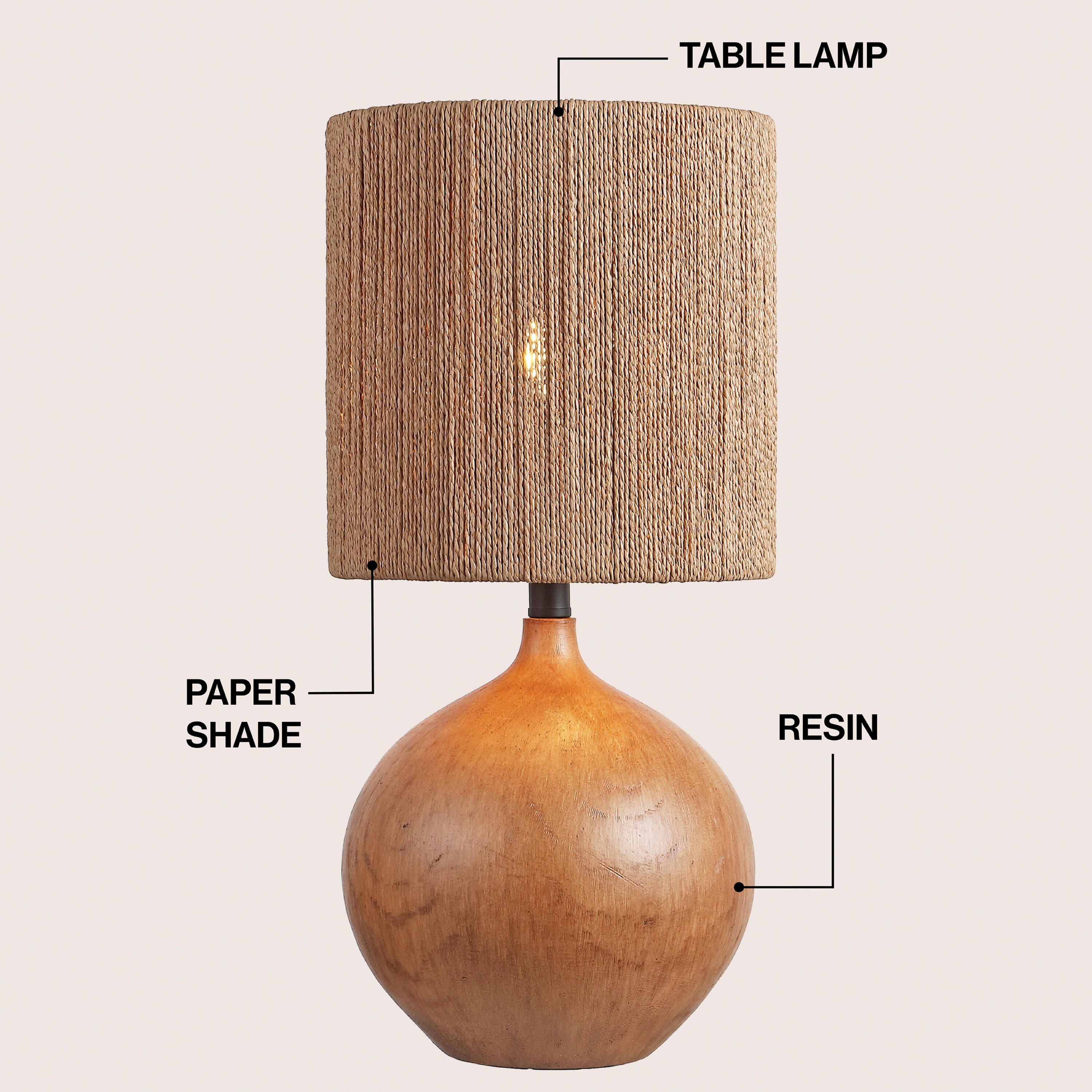 JONATHAN Y Abram Table Lamp, Brown, large