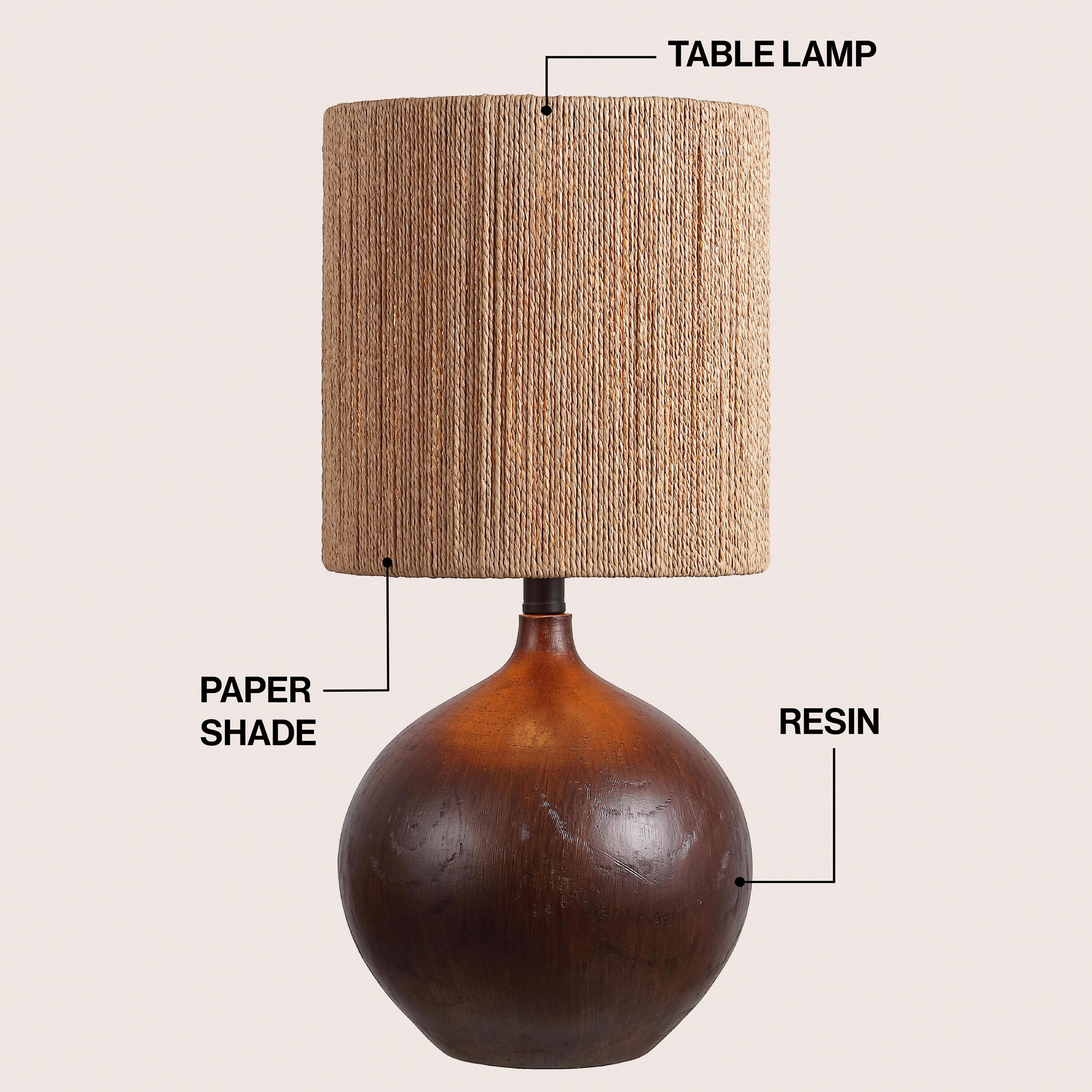 JONATHAN Y Abram Table Lamp, Dark Brown, large