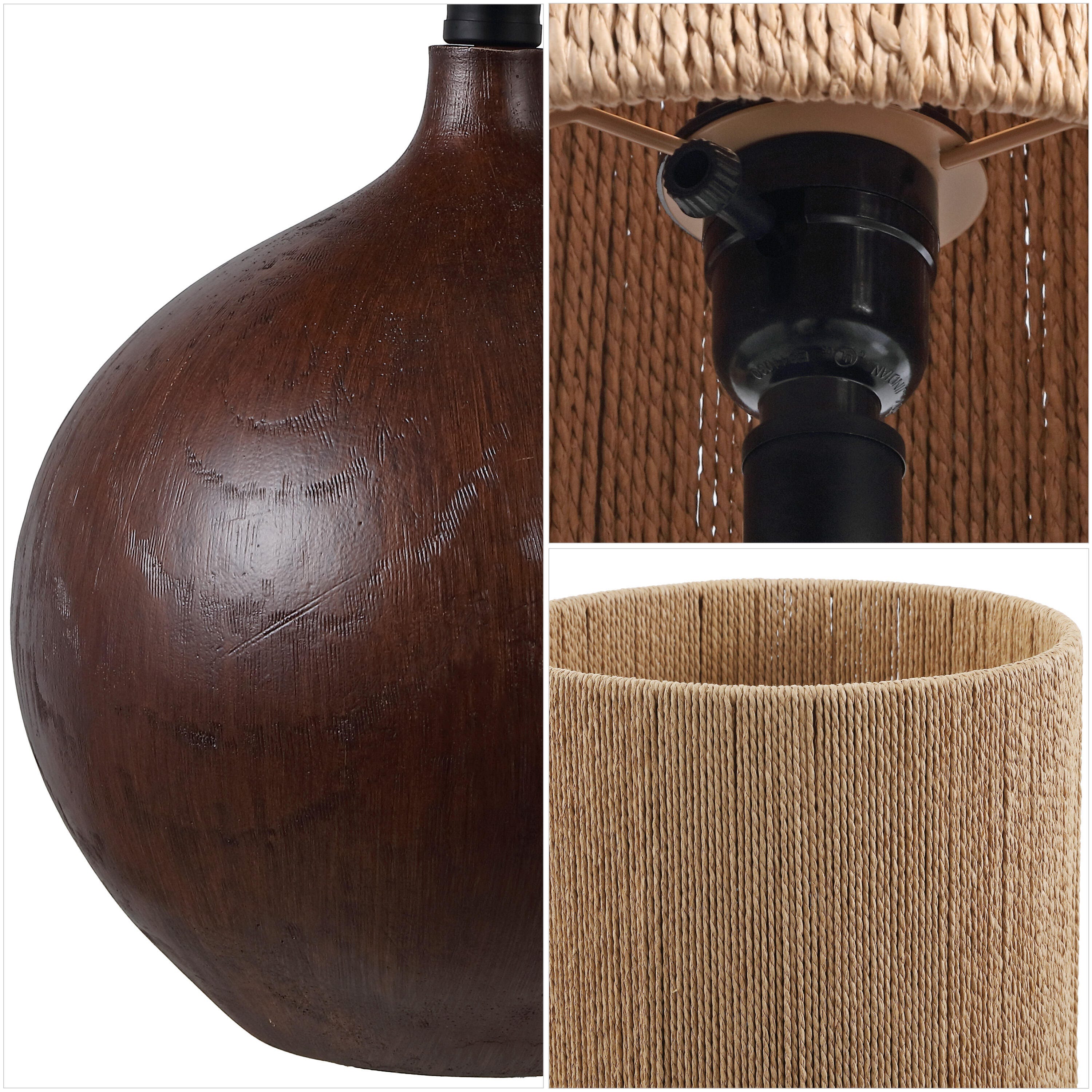 JONATHAN Y Abram Table Lamp, Dark Brown, large