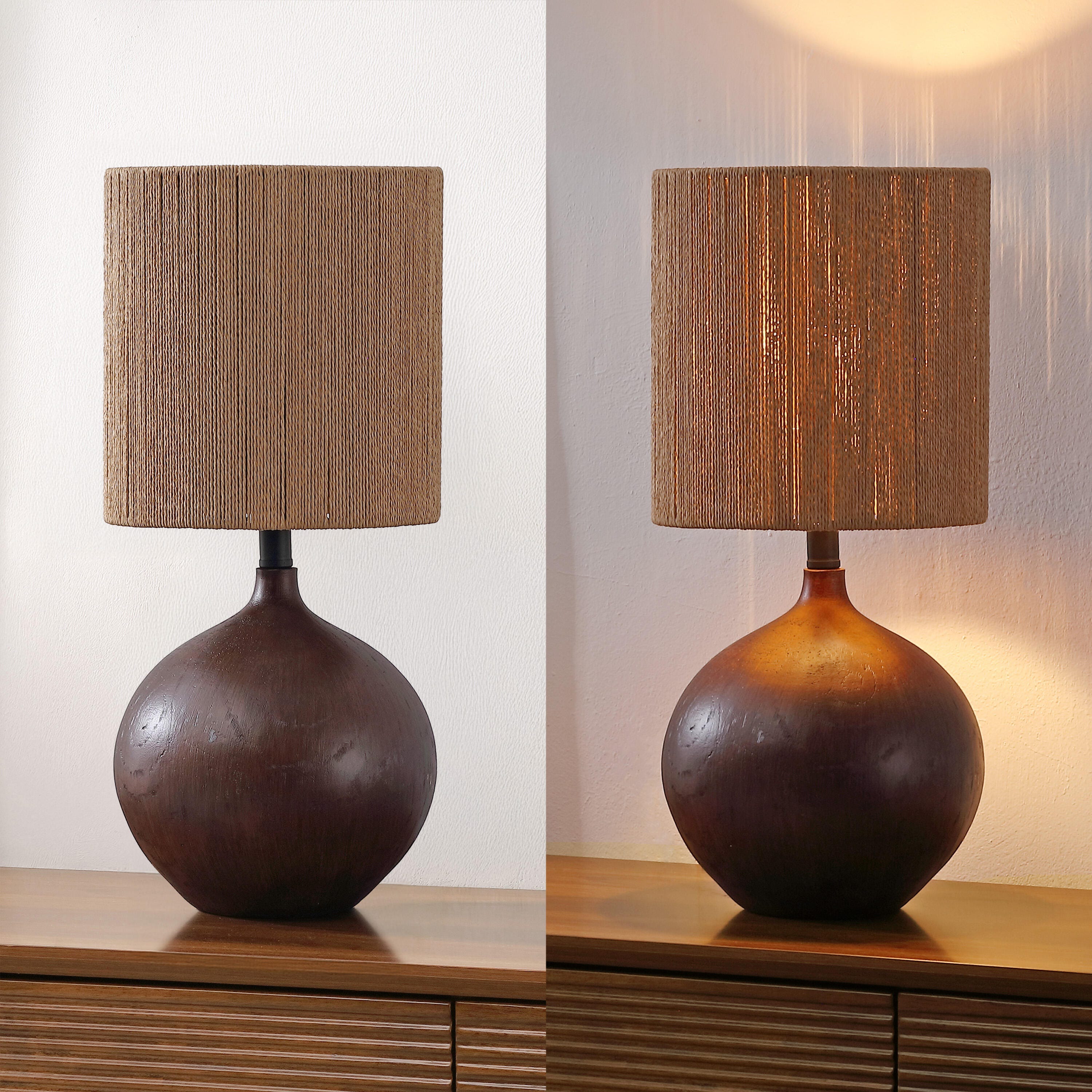 JONATHAN Y Abram Table Lamp, Dark Brown, large