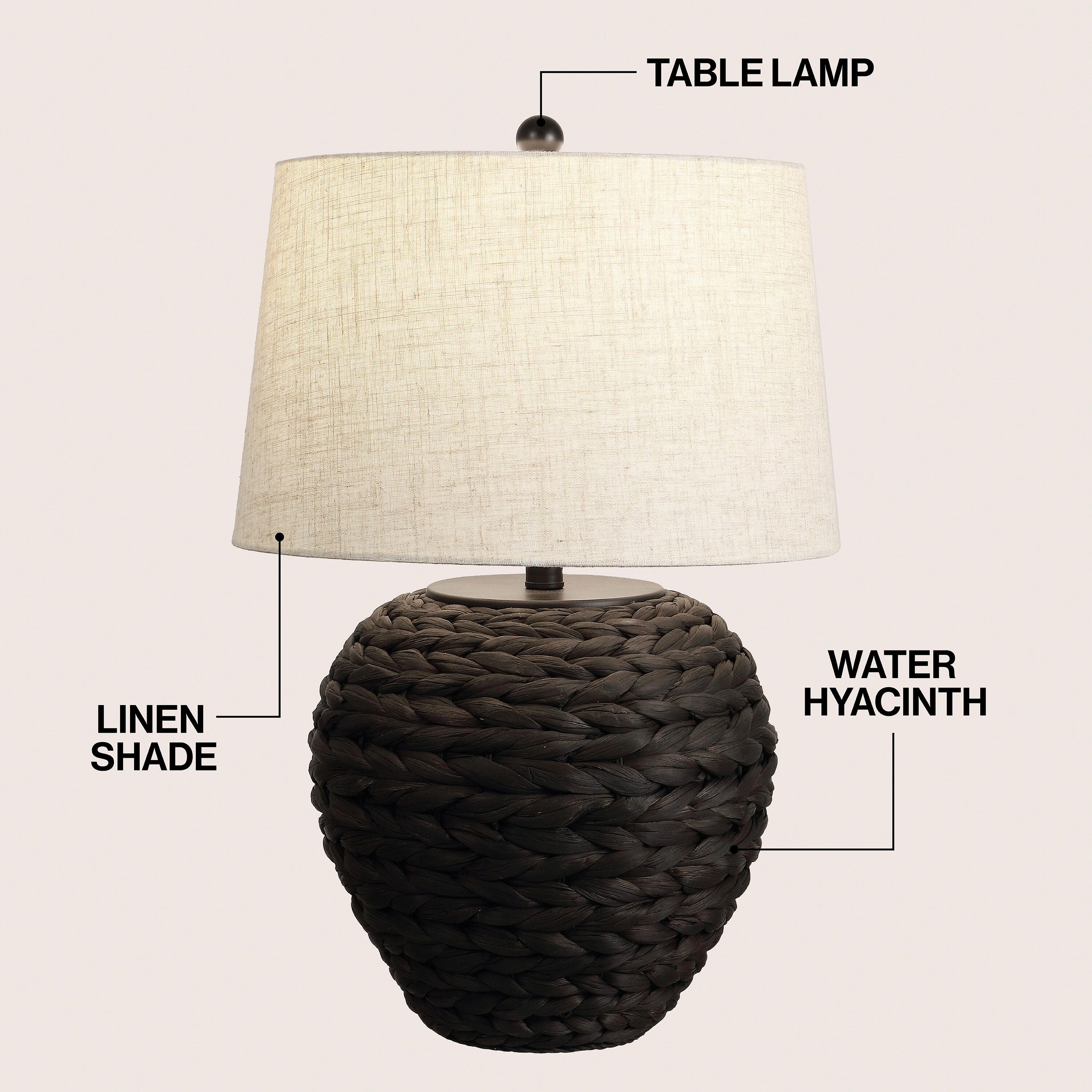 JONATHAN Y Alaro Table Lamp, Black, large