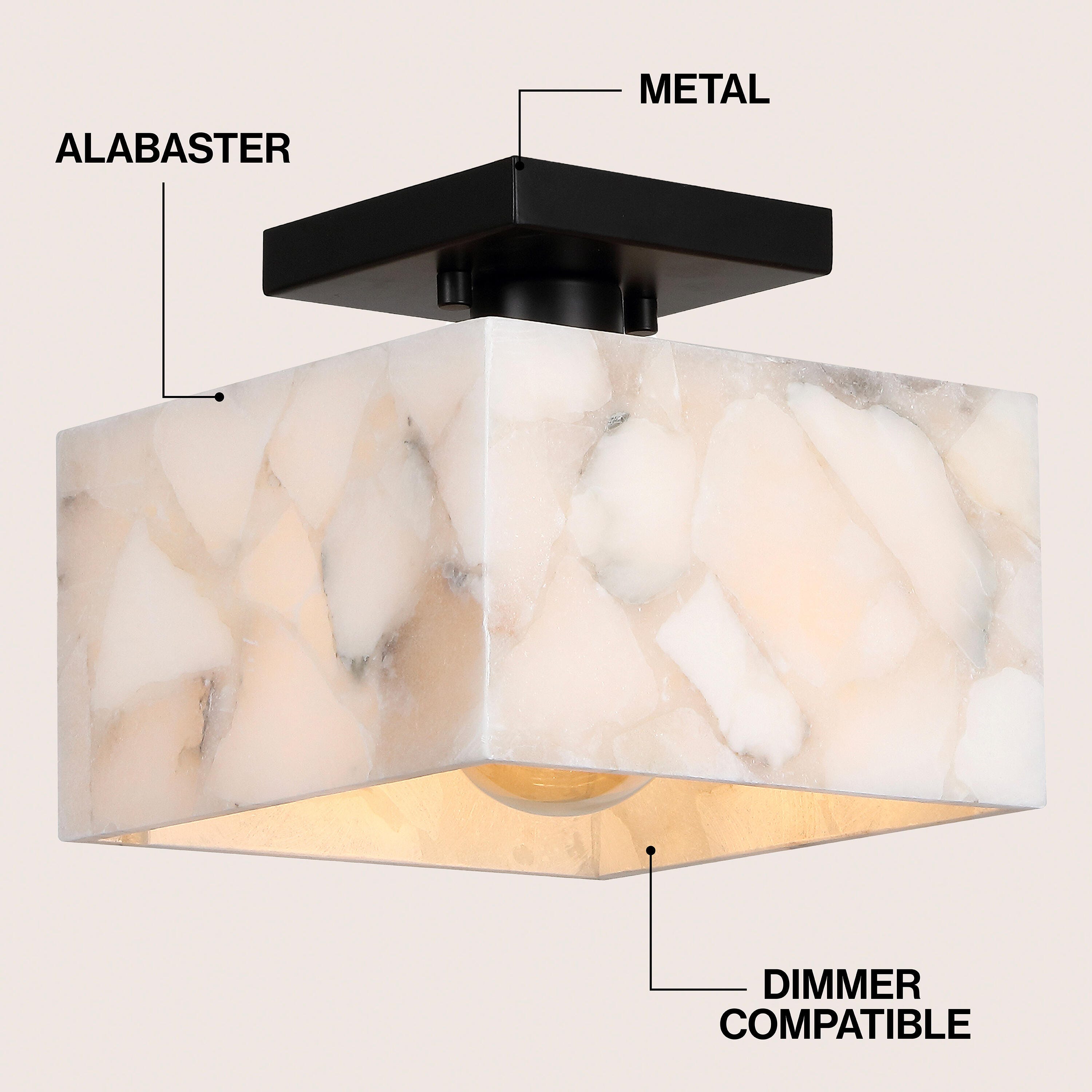 JONATHAN Y Alessia Square Flush Mount Light, , large