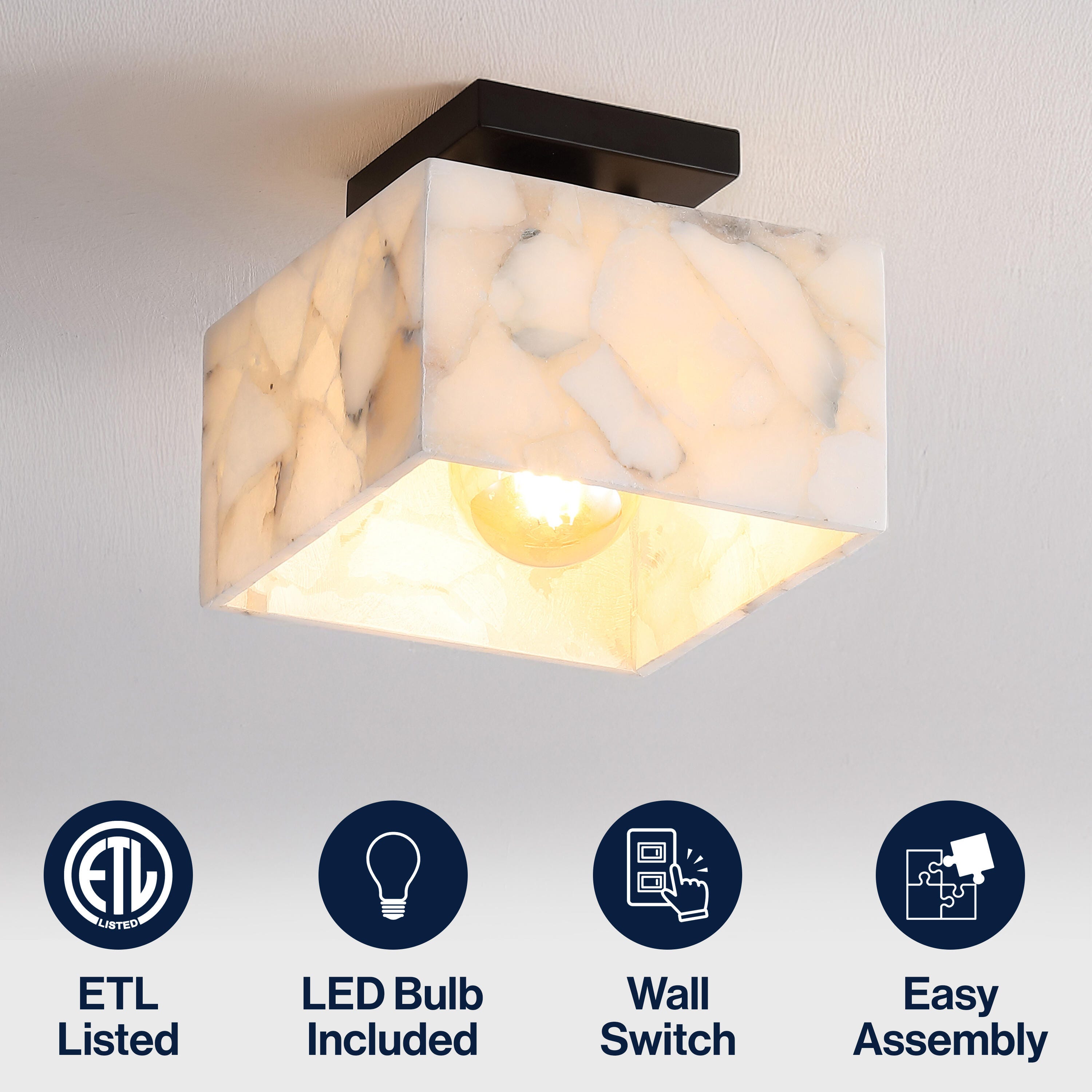 JONATHAN Y Alessia Square Flush Mount Light, , large