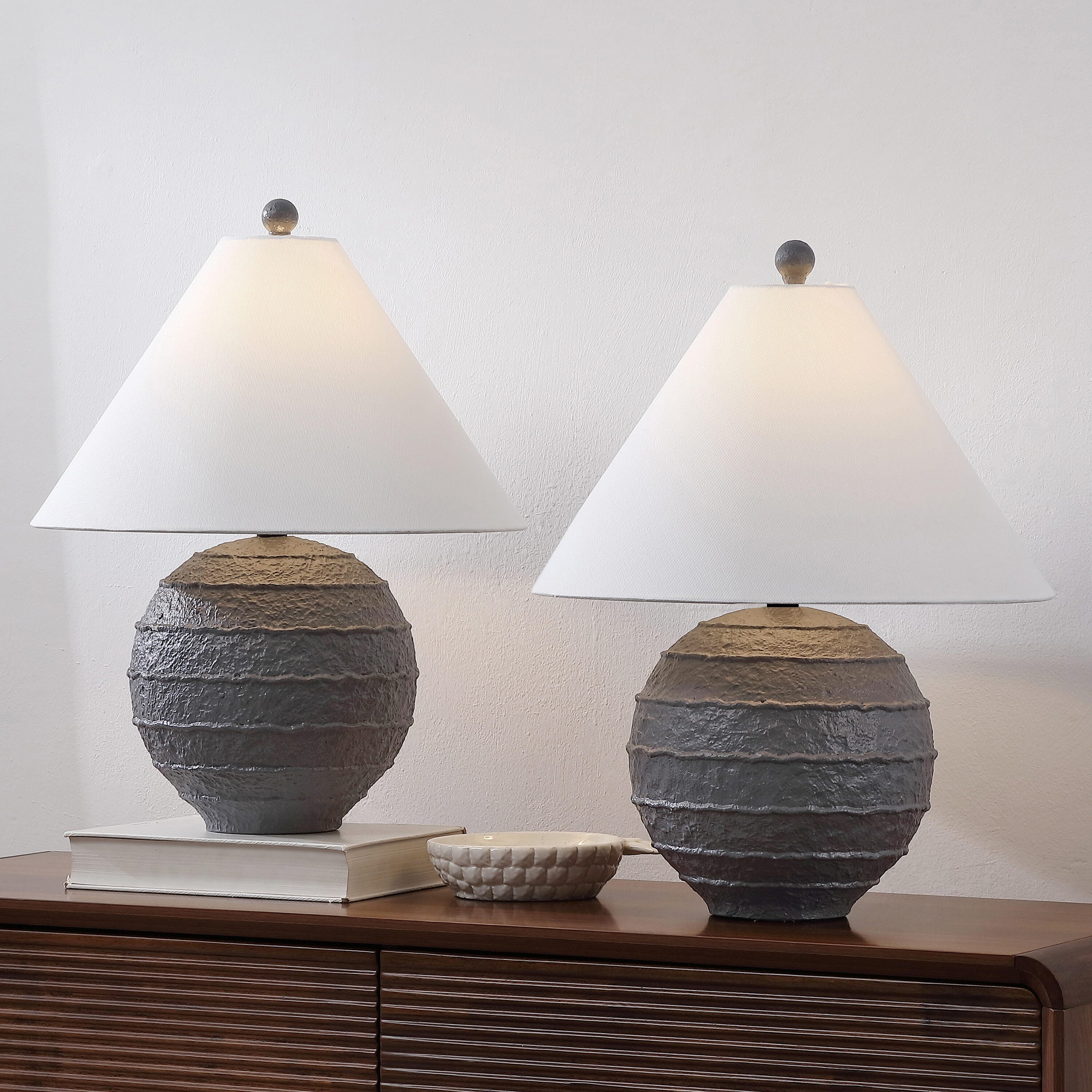 JONATHAN Y Archer Table Lamp (Set of 2), Gray, rollover