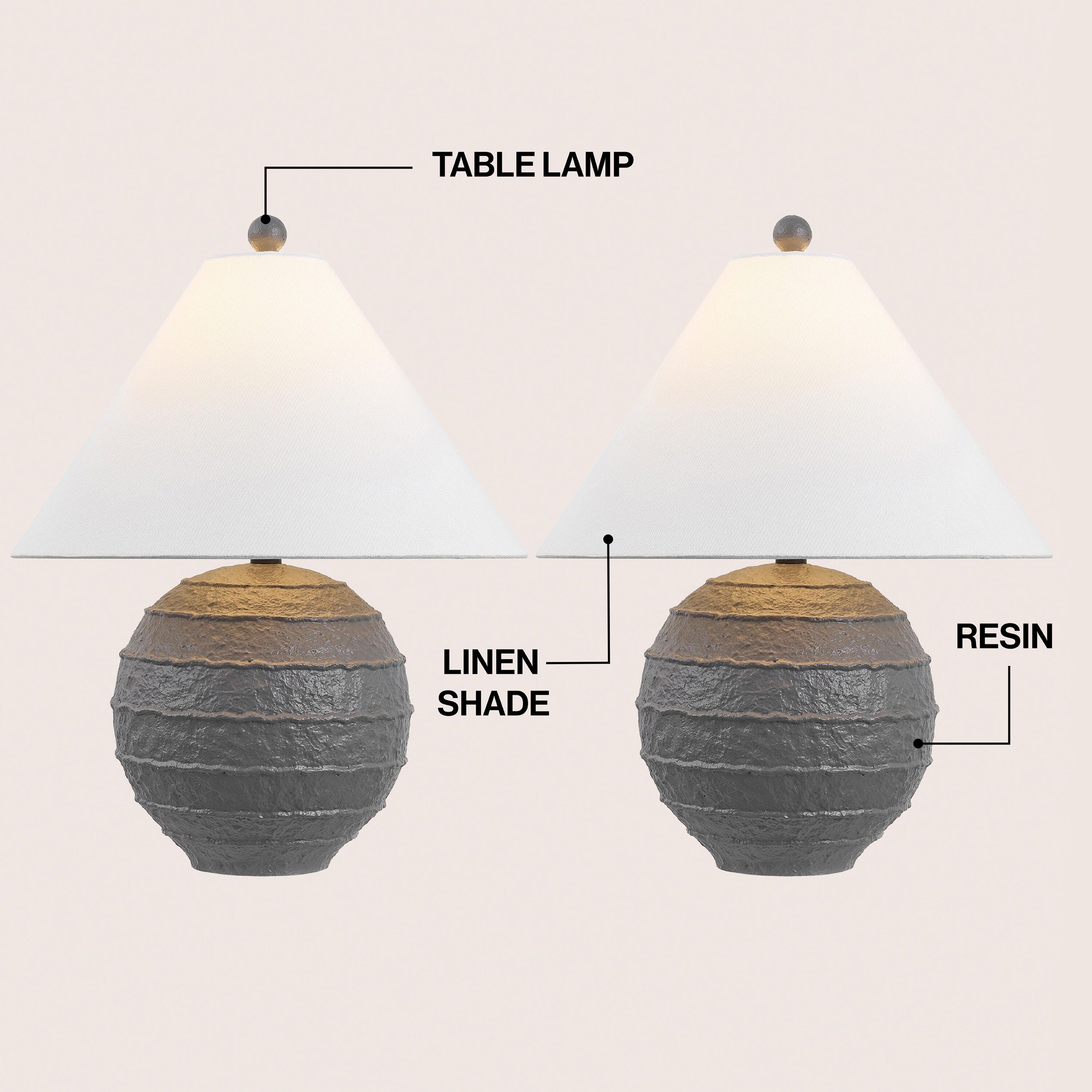JONATHAN Y Archer Table Lamp (Set of 2), Gray, large